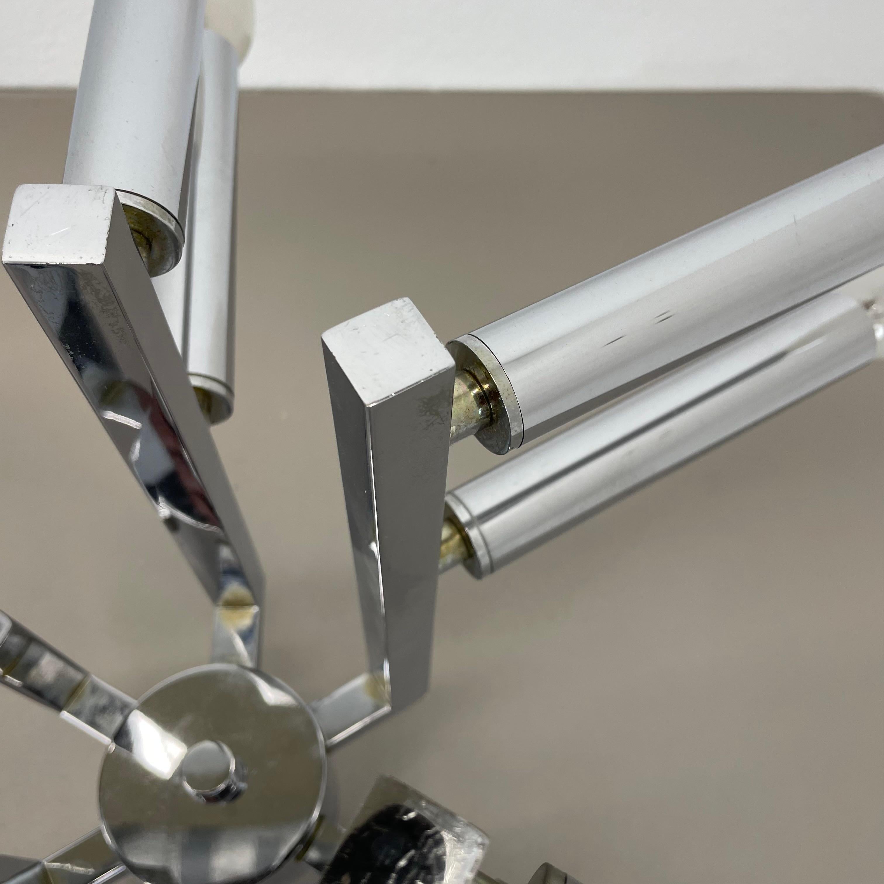 Modernist Huge chromed SPUTNIK Sciolari Style Ceiling Light, Italy, 1970s For Sale 1
