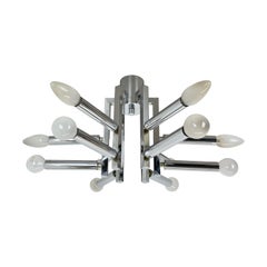 Lámpara de Techo Modernista Cromada SPUTNIK Estilo Sciolari, Italia, Años 70