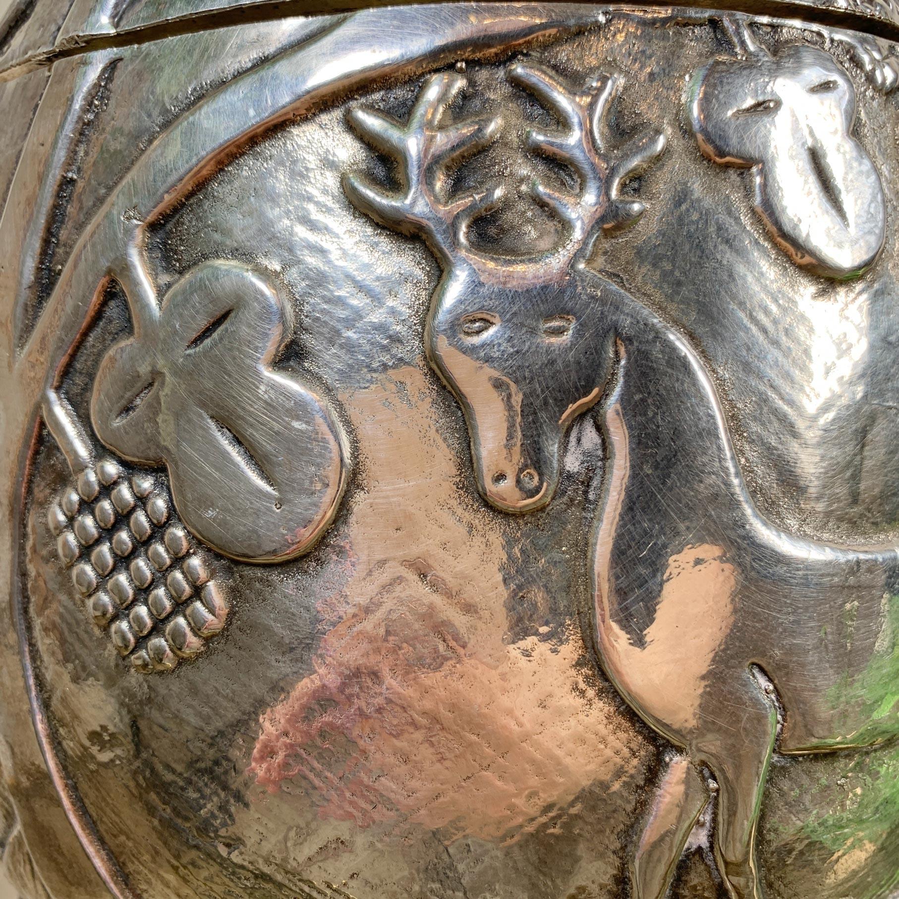 Silver Modernist Ice Bucket in the Style of Marc Chagall, 1950’s 1