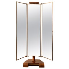 Modernist Illuminated Triptych Mirror. Probably Maison Brot. French, 1920s