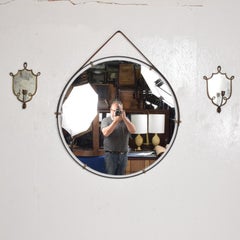 Modernist Industrial Wall Mirror Pablex with Leather Straps