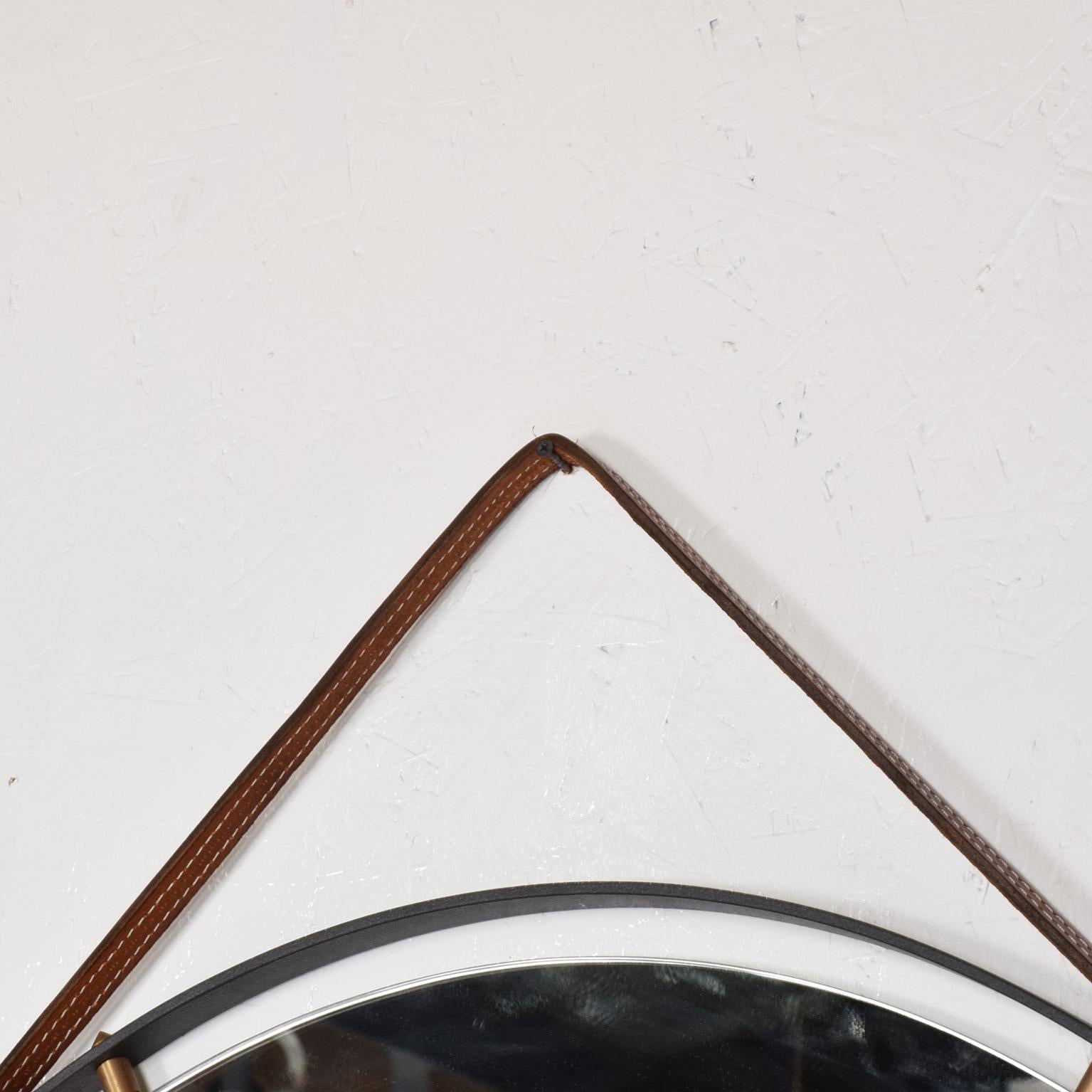 Contemporary Modernist Industrial Wall Mirror Pablex with Leather Straps