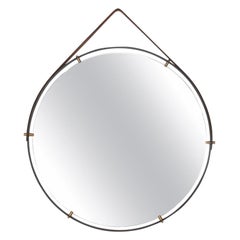 Modernist Industrial Wall Mirror Pablex with Leather Straps