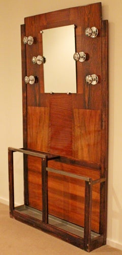 Modernist Industrial Wood Metal Hall Tree Coat Rack Umbrella Holder Stand, 1990s