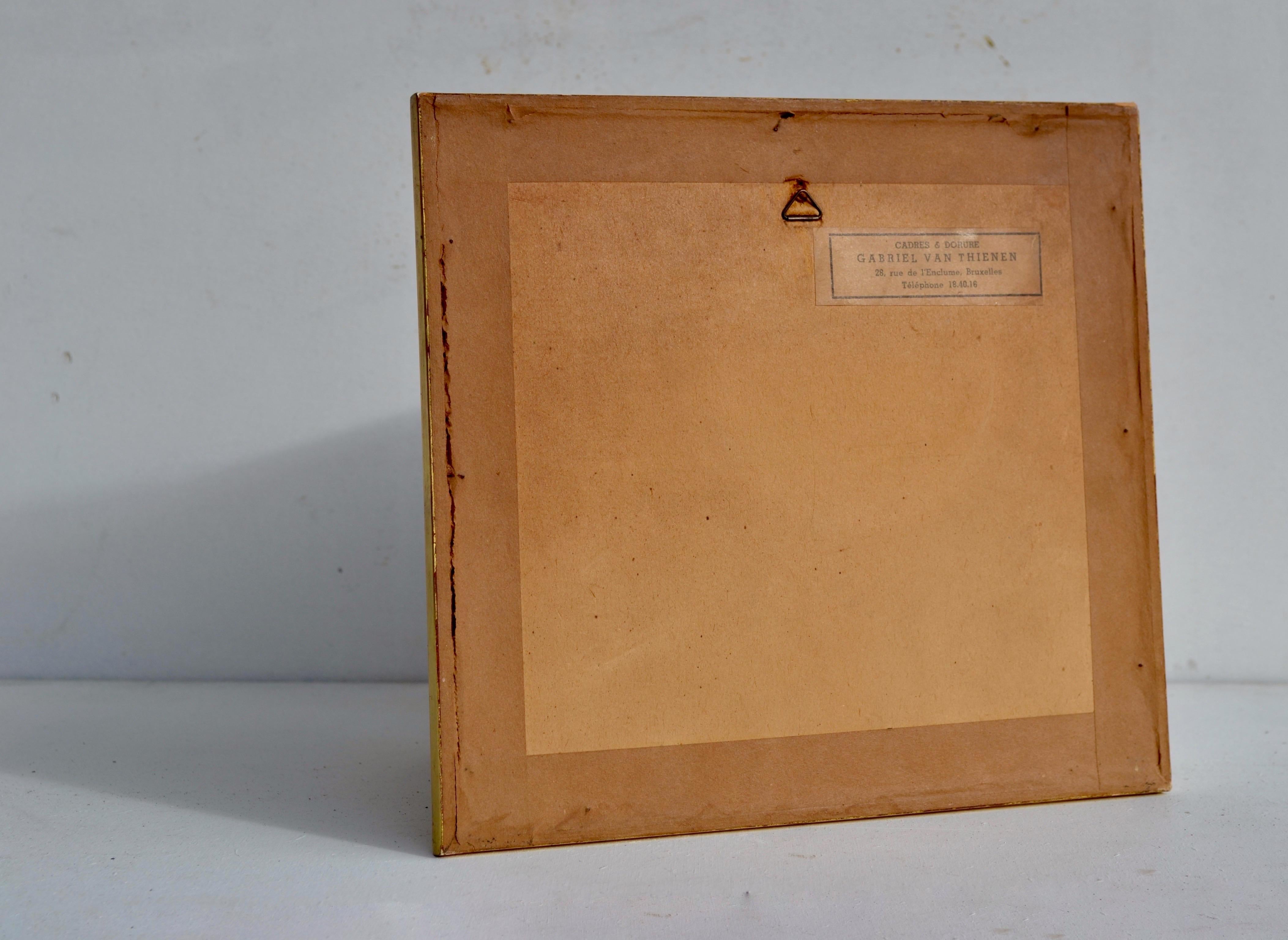 Milieu du XXe siècle Dessin à l'encre moderniste d'un chat endormi, 1943 en vente