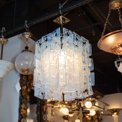Modernist Interlocking Chandelier in Hand Blown Murano Opalescent Glass