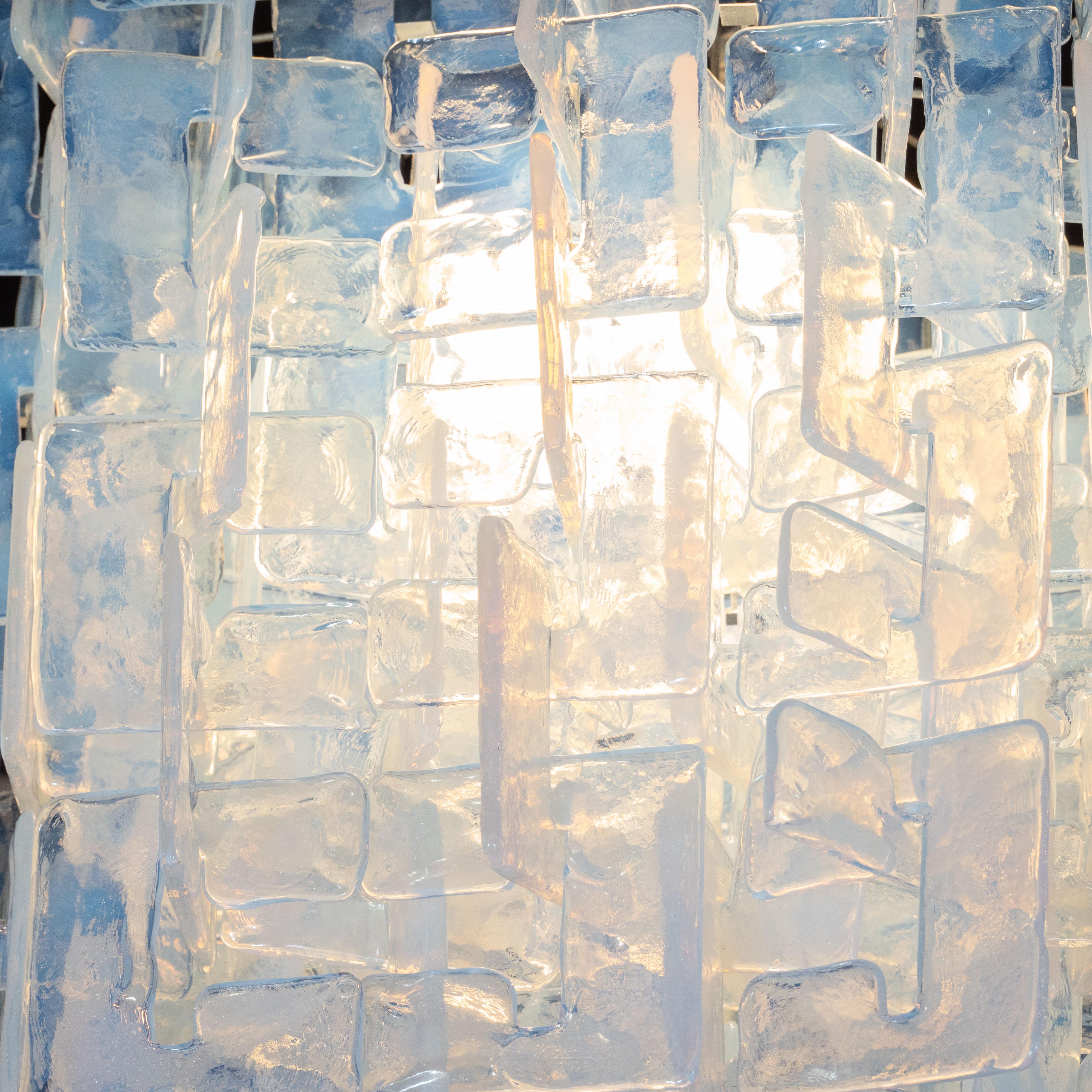 Modernist Interlocking Chandelier in Hand Blown Murano Opalescent Glass For Sale 1