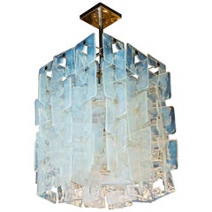 Modernist Interlocking Chandelier in Hand Blown Murano Opalescent Glass