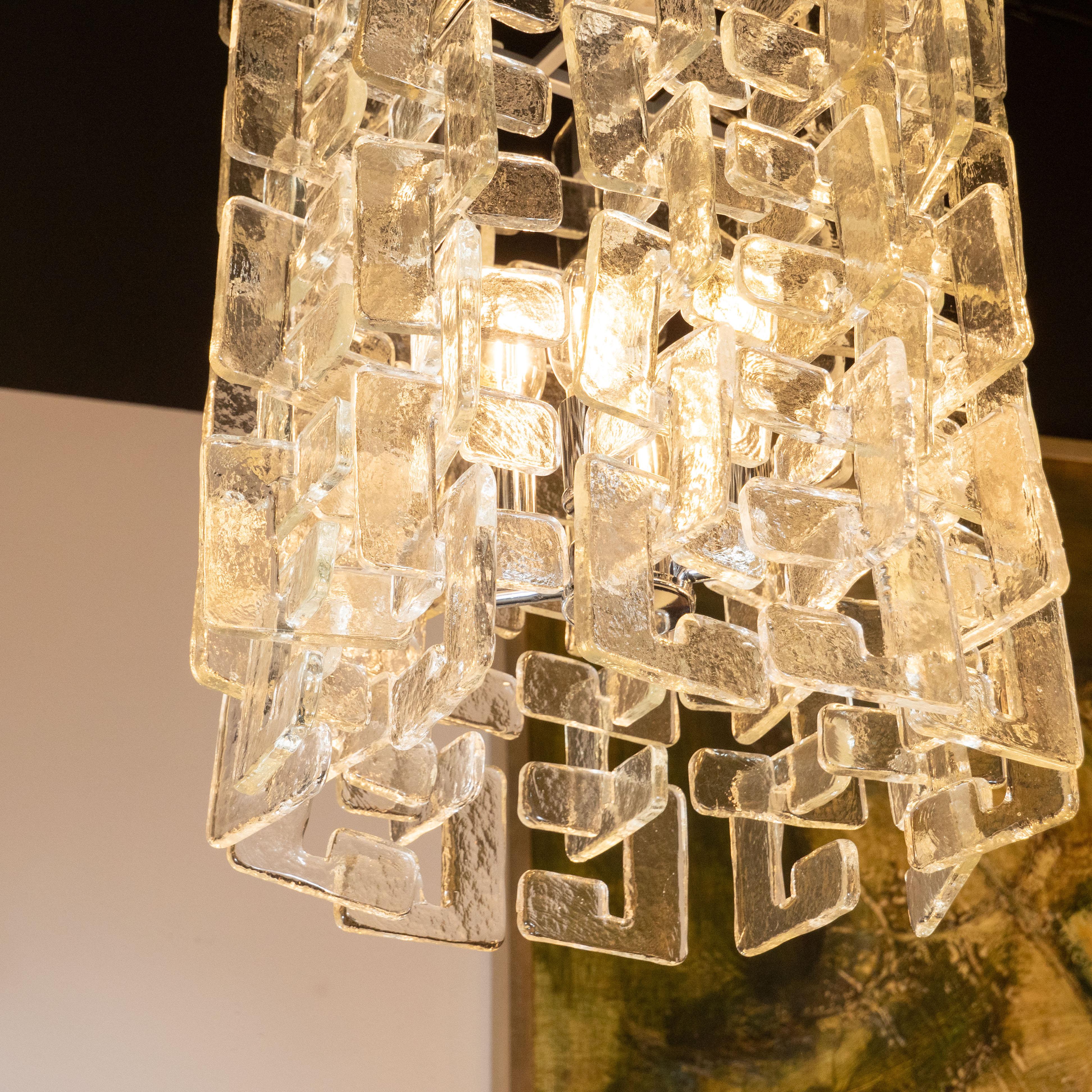 Modernist Interlocking Handblown Murano Glass Chandelier with Chrome Fittings 1