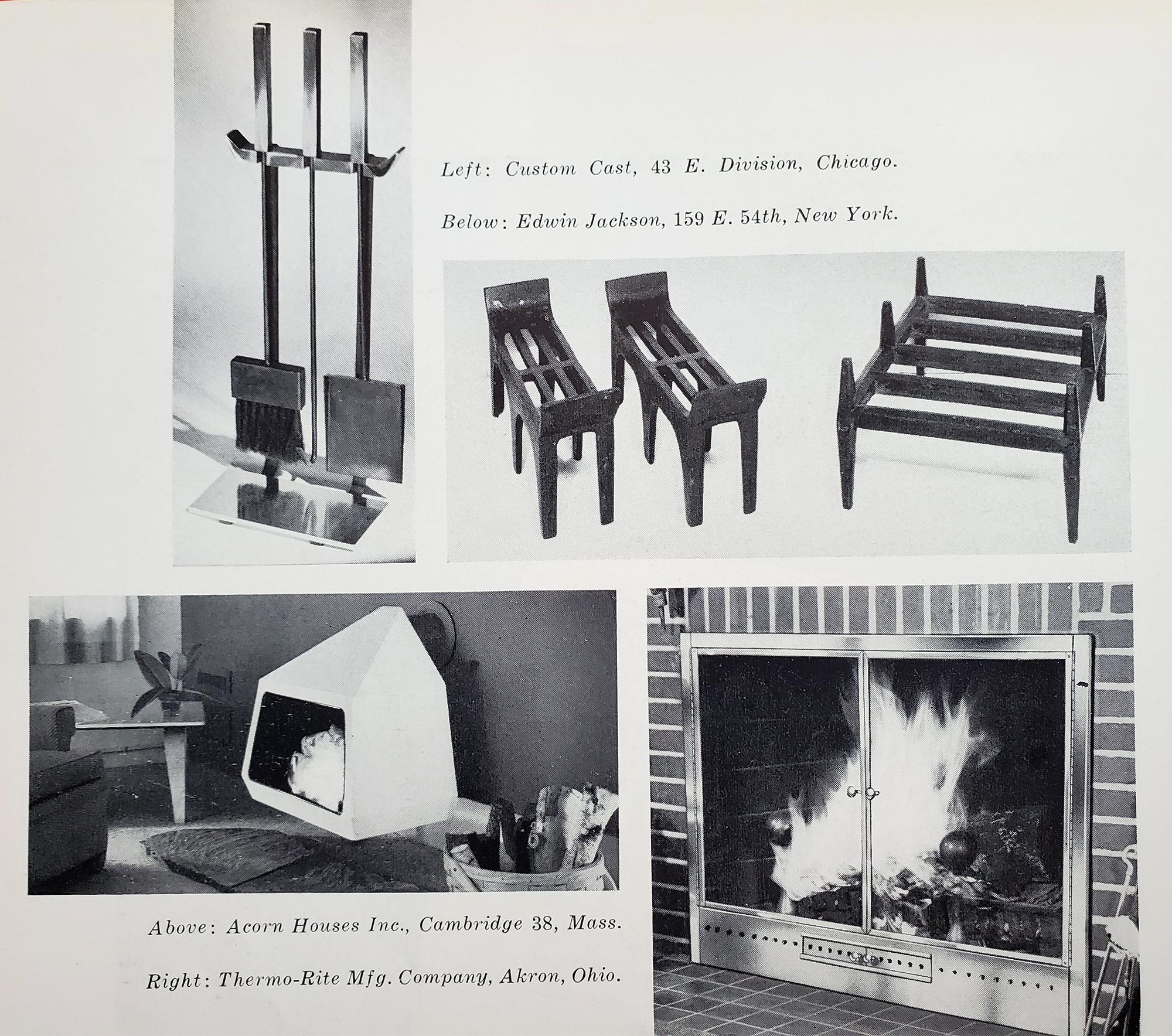 Mid-Century Modern Modernist Edwin Jackson Iron Andirons, 1950s
