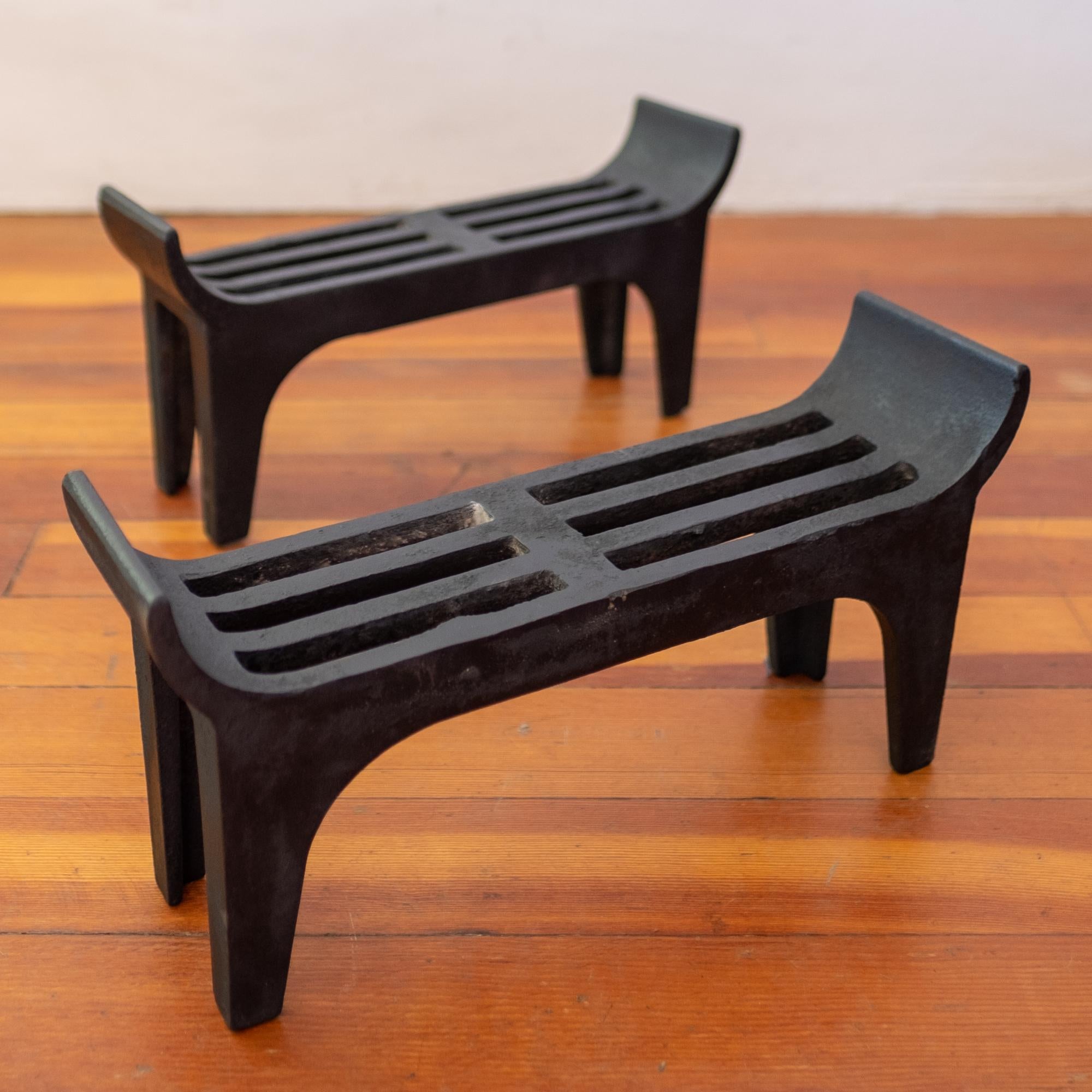 Modernist Edwin Jackson Iron Andirons, 1950s In Good Condition In San Diego, CA