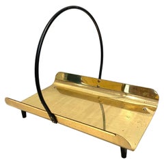 Modernist Iron and Brass Log Holder/Magazine Rack 1950s Atomic Age