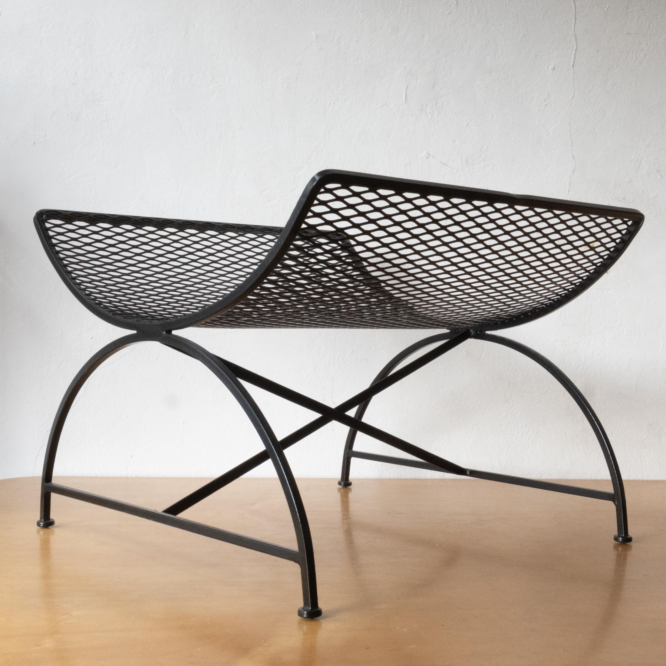 Modernist Iron and Expanded Metal Catch All Magazine Holder or Log Holder 1950s in vendita 7