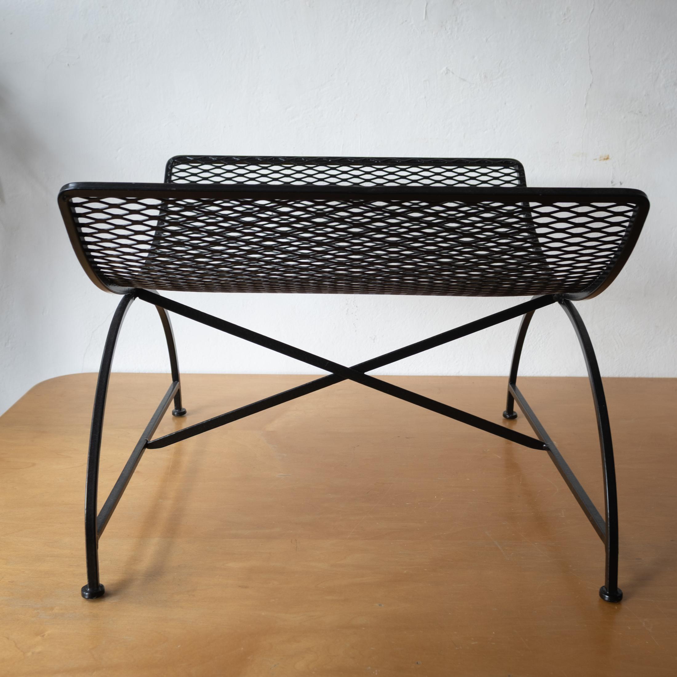 Ferro Modernist Iron and Expanded Metal Catch All Magazine Holder or Log Holder 1950s in vendita