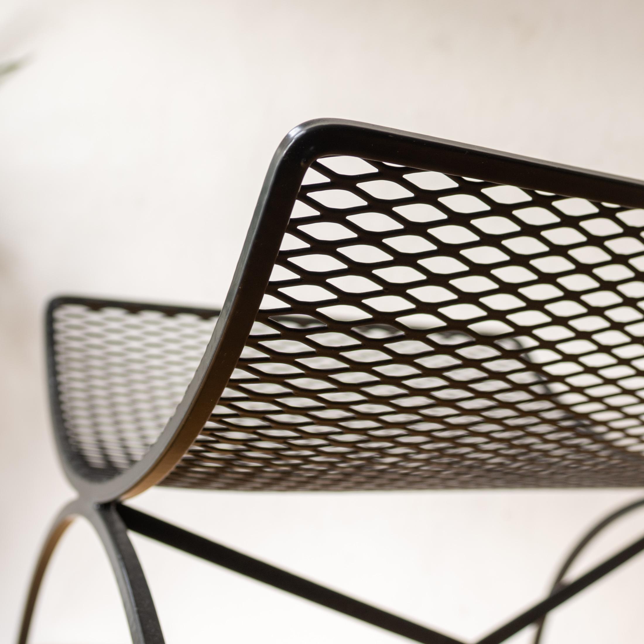 Modernist Iron and Expanded Metal Catch All Magazine Holder or Log Holder 1950s in vendita 1