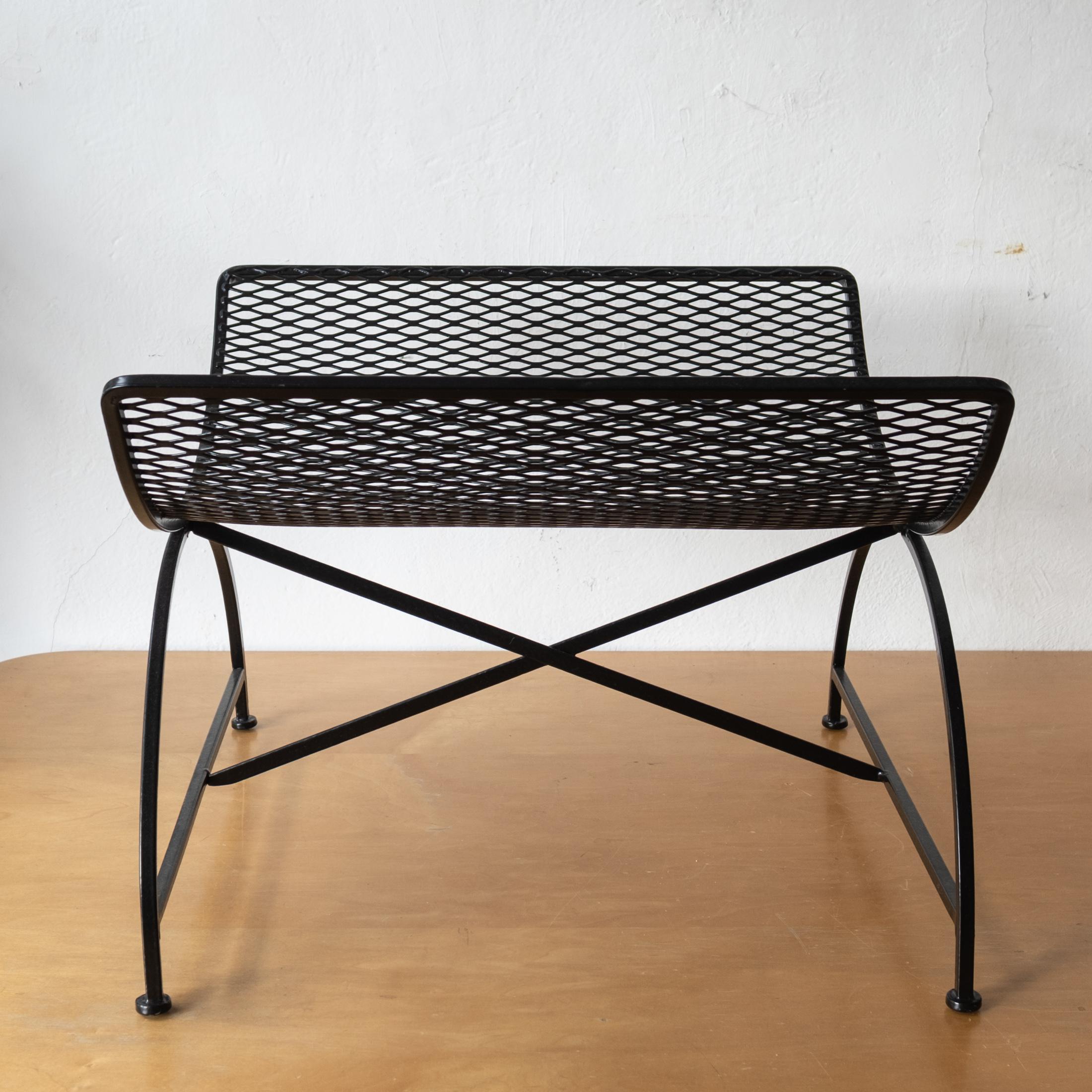 Modernist Iron and Expanded Metal Catch All Magazine Holder or Log Holder 1950s in vendita 2