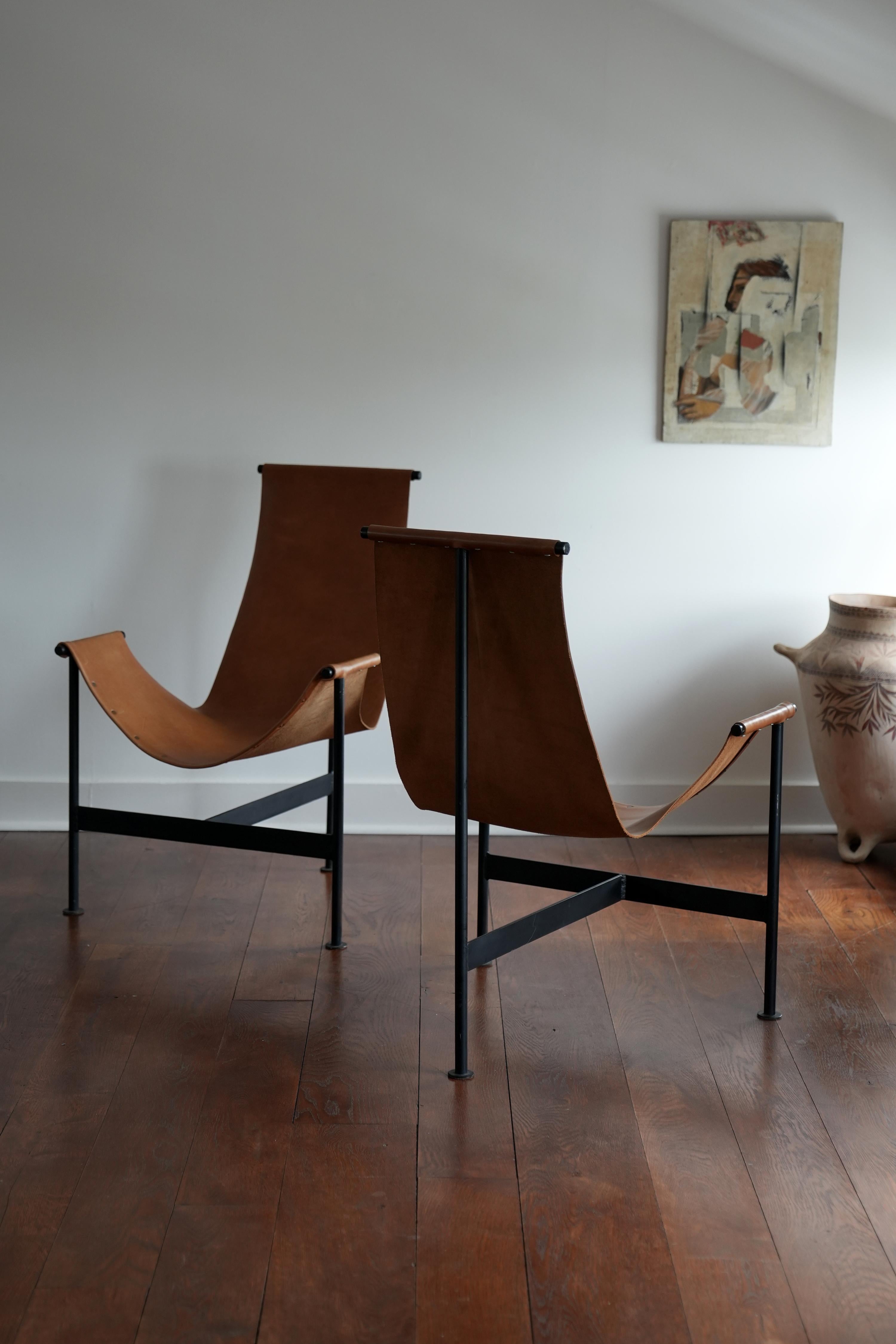 Modernist Iron and Leather Sling Chairs 3