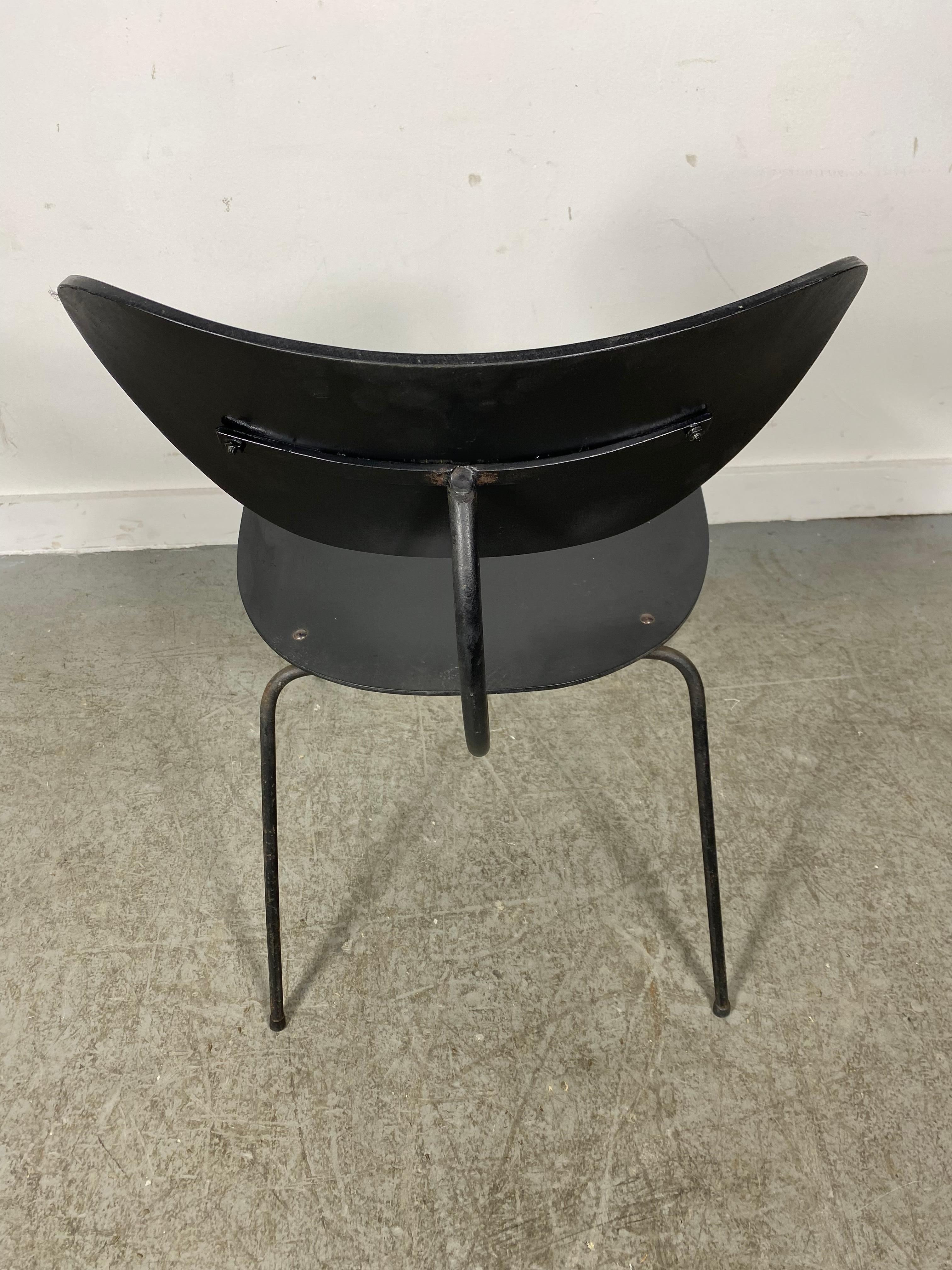 Lacquered Modernist Iron and Plywood side chair attributed to Egon Eiermann, Germany For Sale