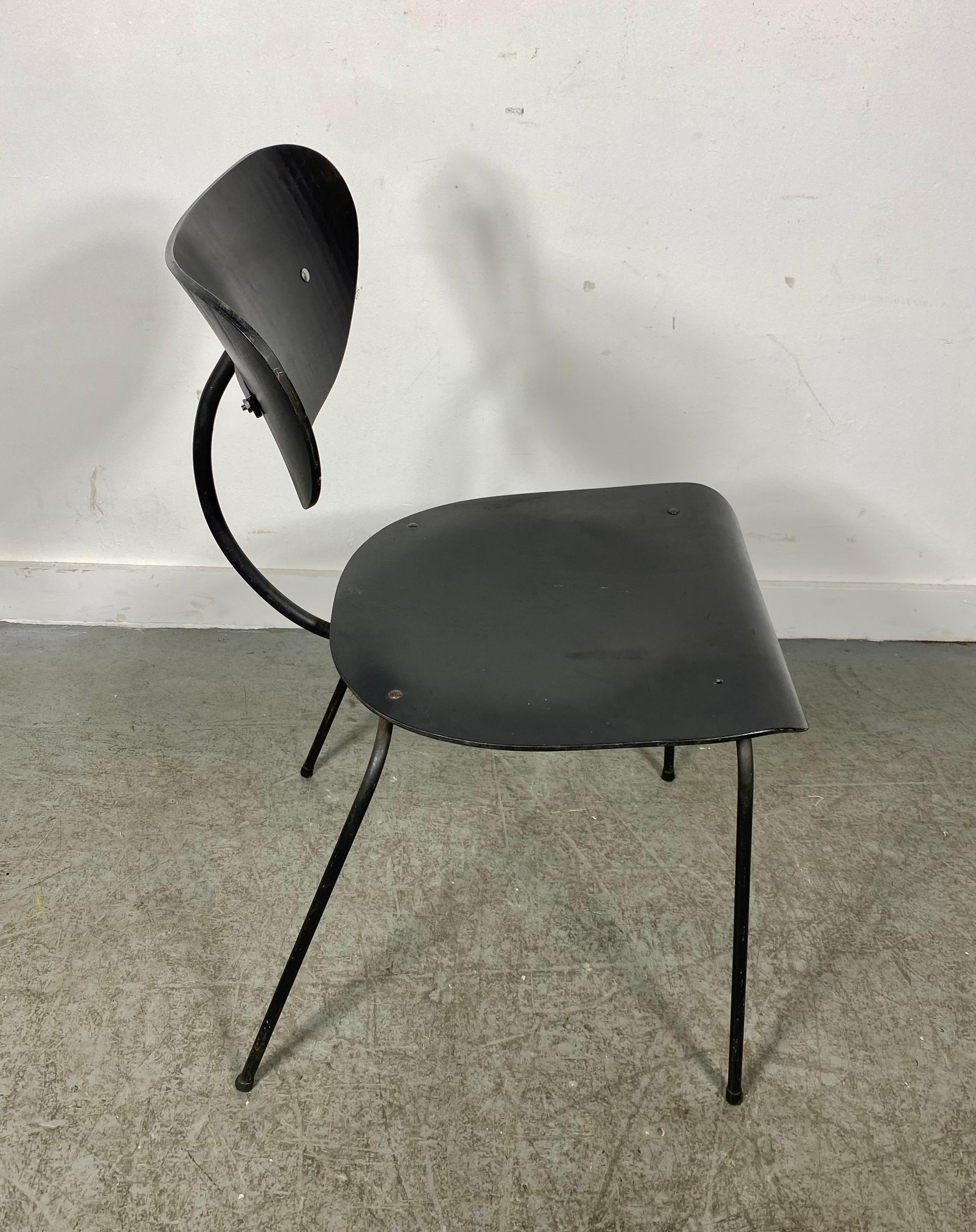 Modernist Iron and Plywood side chair attributed to Egon Eiermann, Germany For Sale 1