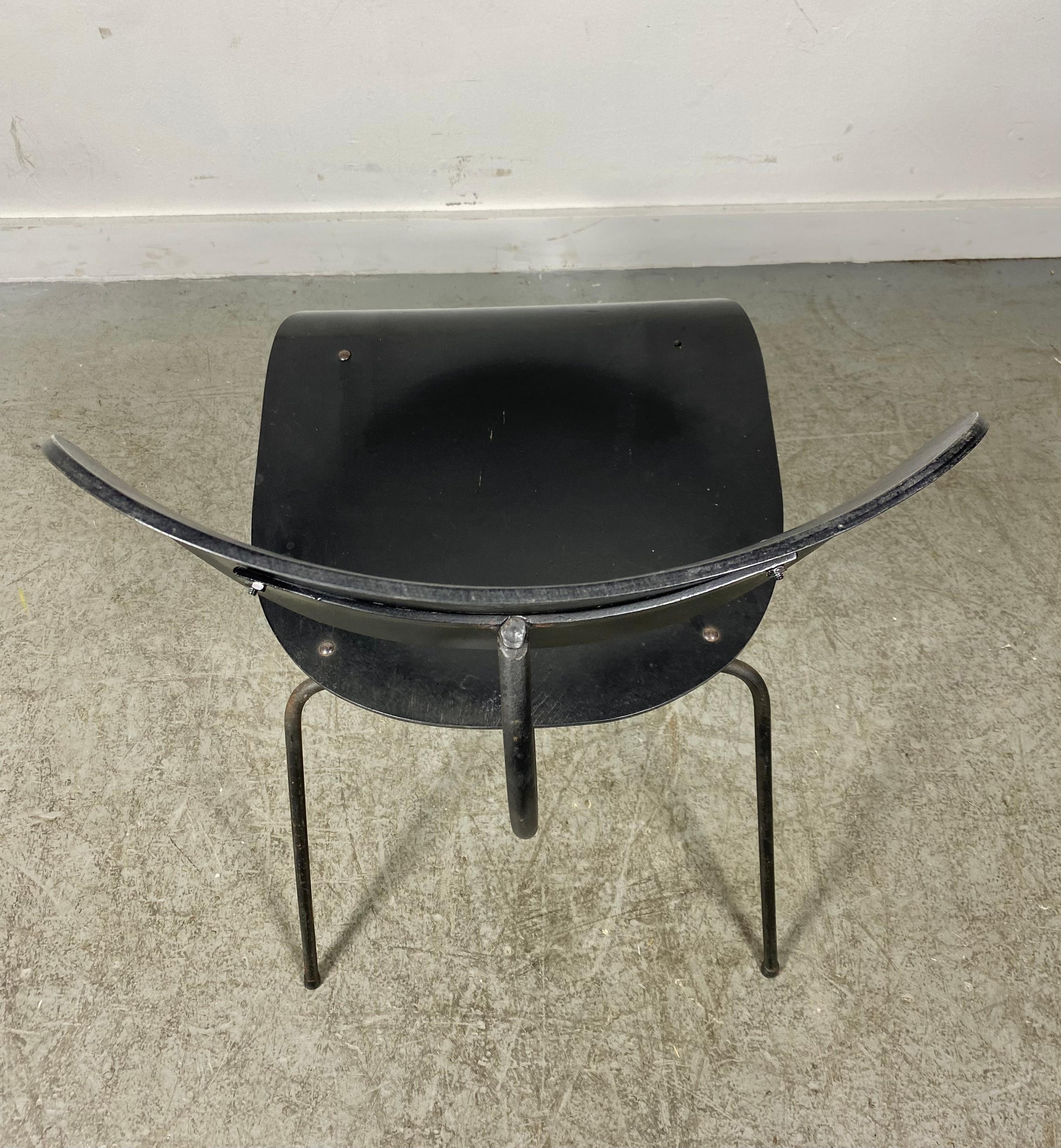 Modernist Iron and Plywood side chair attributed to Egon Eiermann, Germany For Sale 2