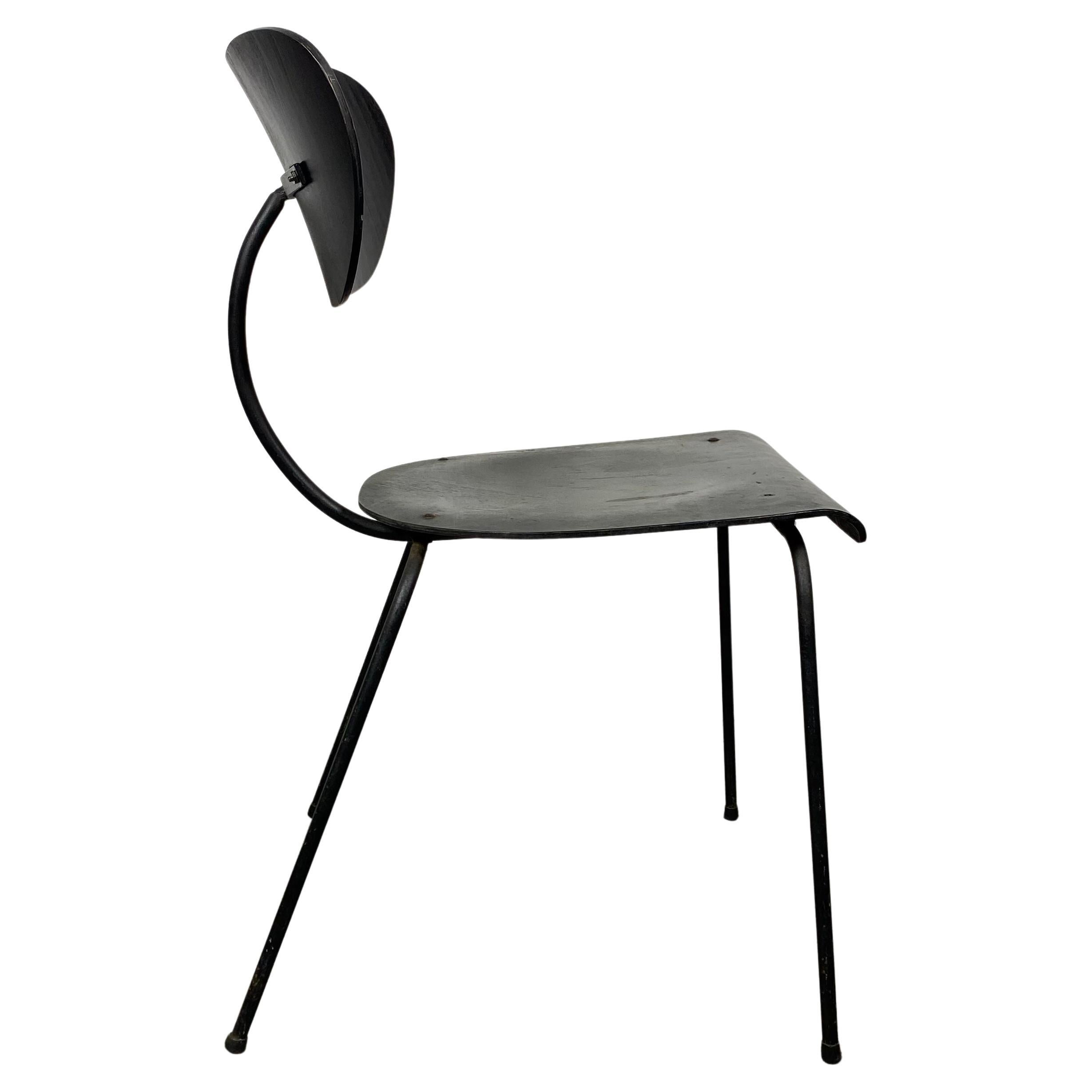 Modernist Iron and Plywood side chair attributed to Egon Eiermann, Germany For Sale