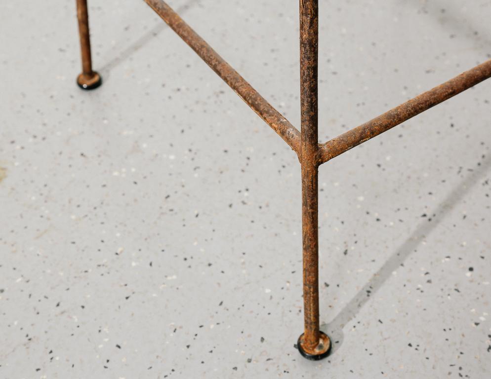 Mid-20th Century Modernist Iron and Rush Bar Stools