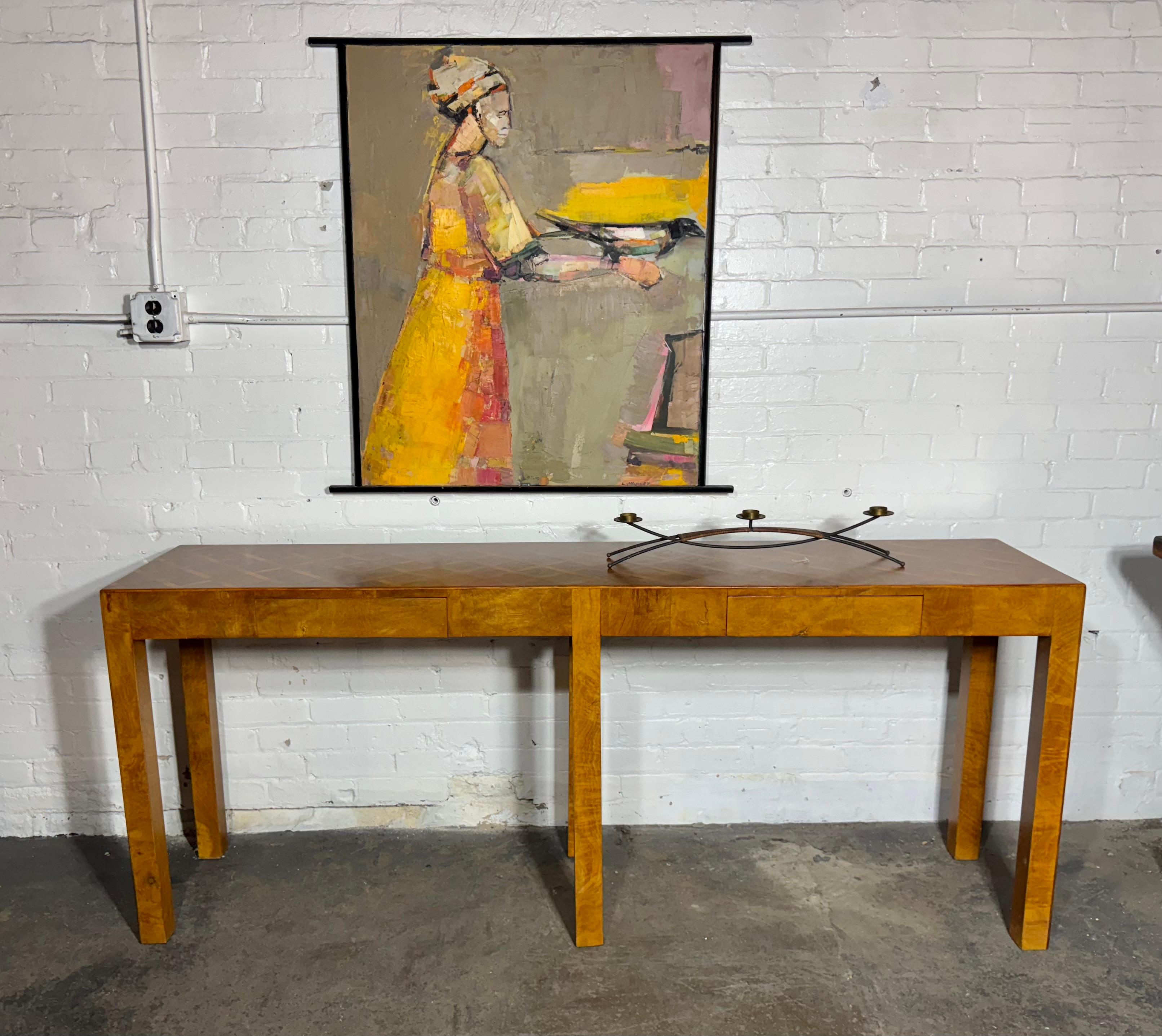 Mid-Century Modern Triple candélabre moderniste en fer et osier de Tony Paul en vente