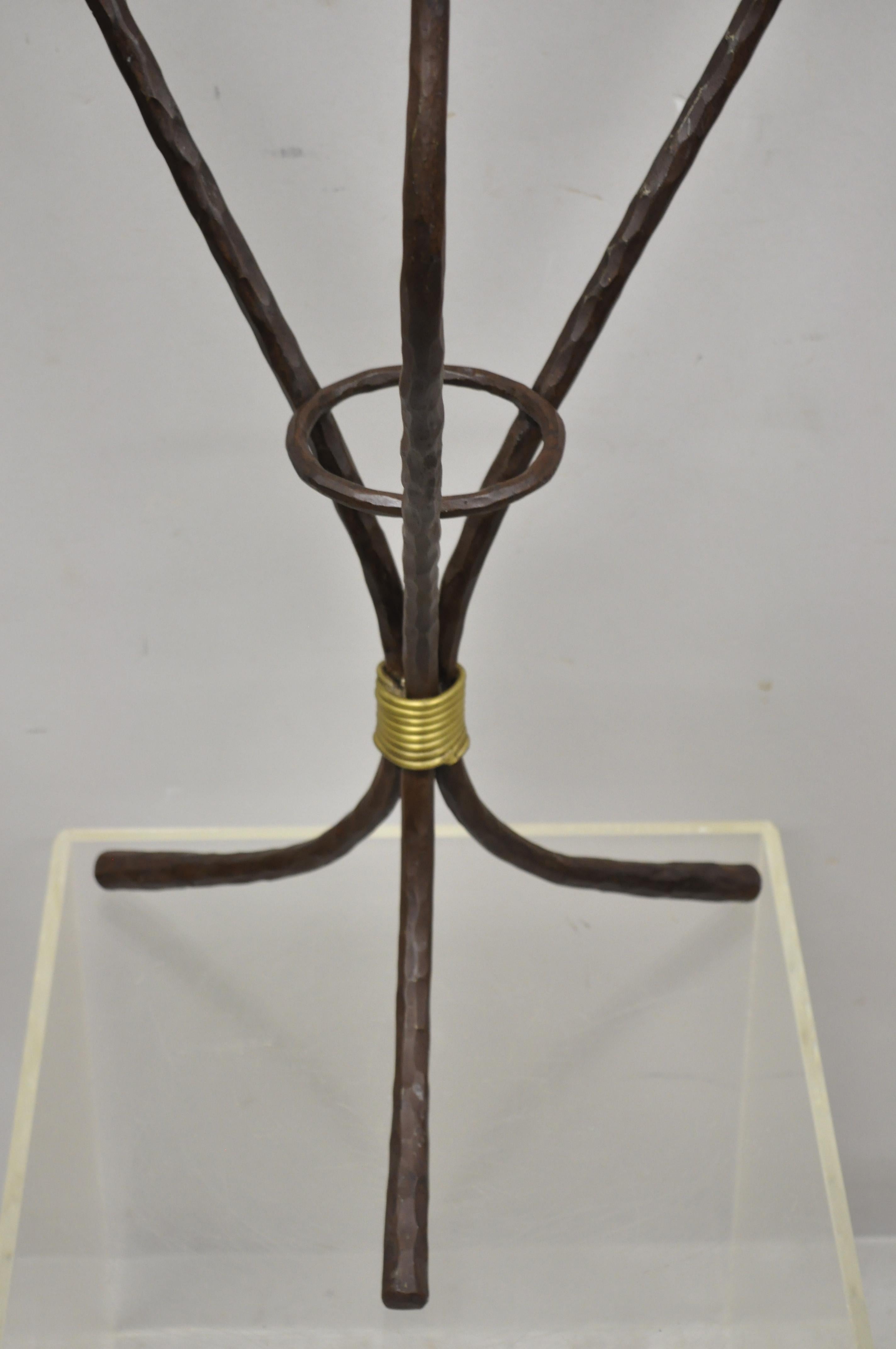 Mid-Century Modern Modernist Iron Brass 3 Tier Sculptural Brutalist Floor Candleholder Candelabra For Sale