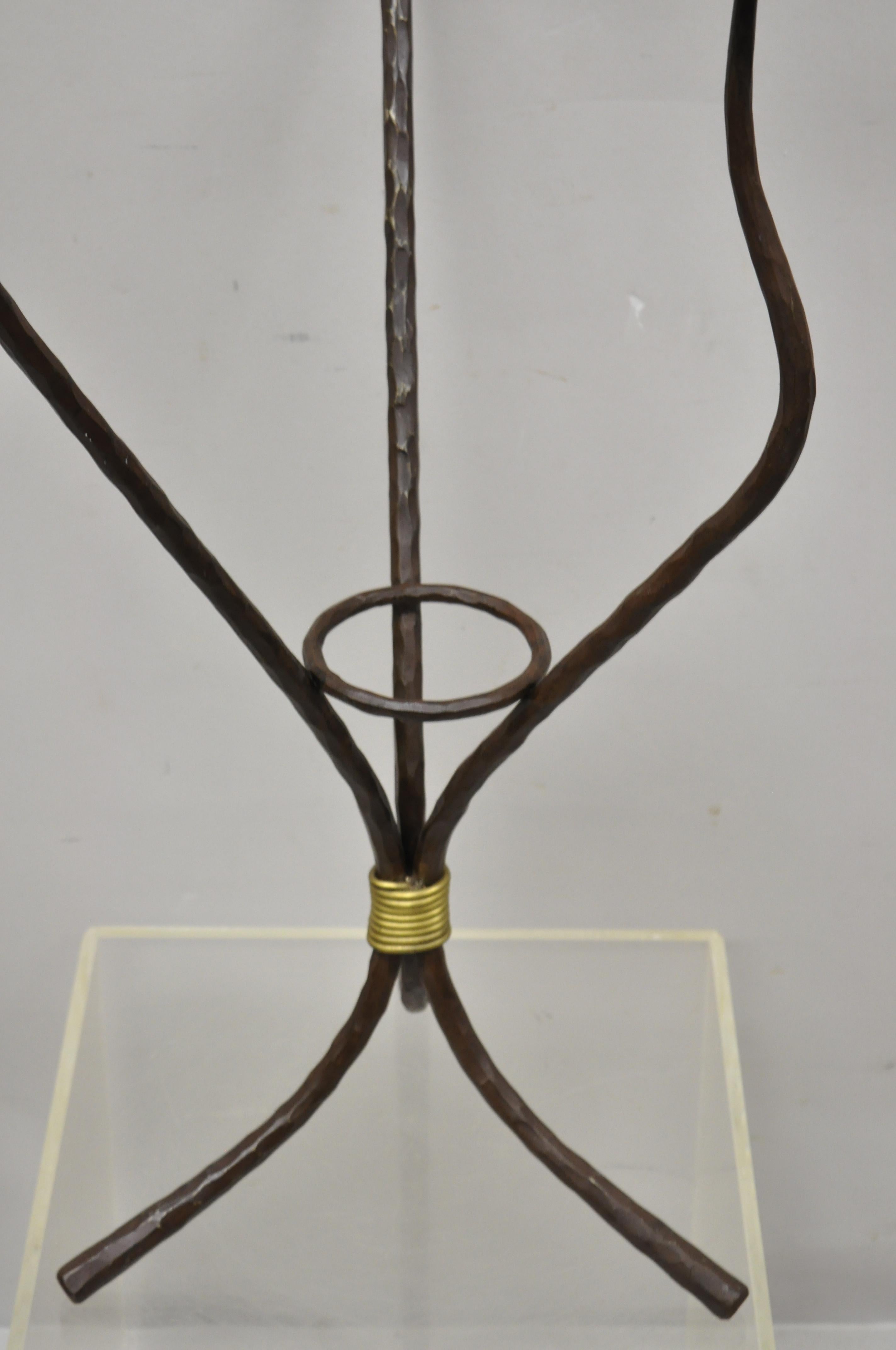 Modernist Iron Brass 3 Tier Sculptural Brutalist Floor Candleholder Candelabra For Sale 2