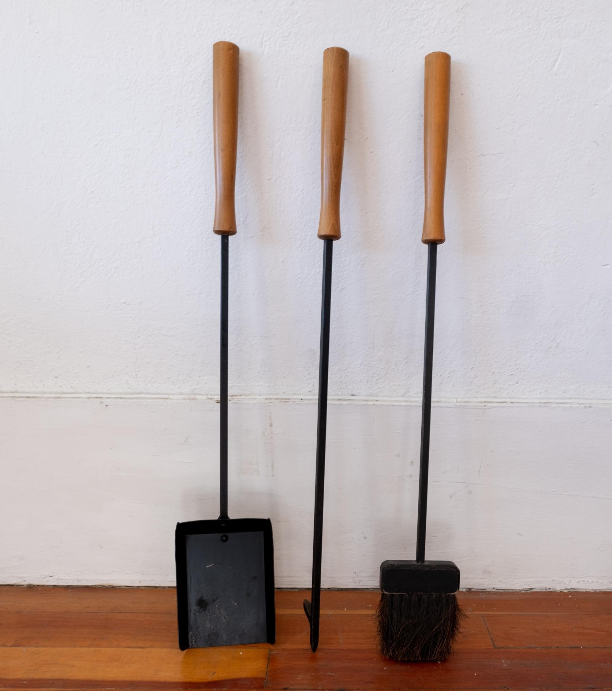 Modernist Iron Fire Tool Set, 1950s In Good Condition In San Diego, CA
