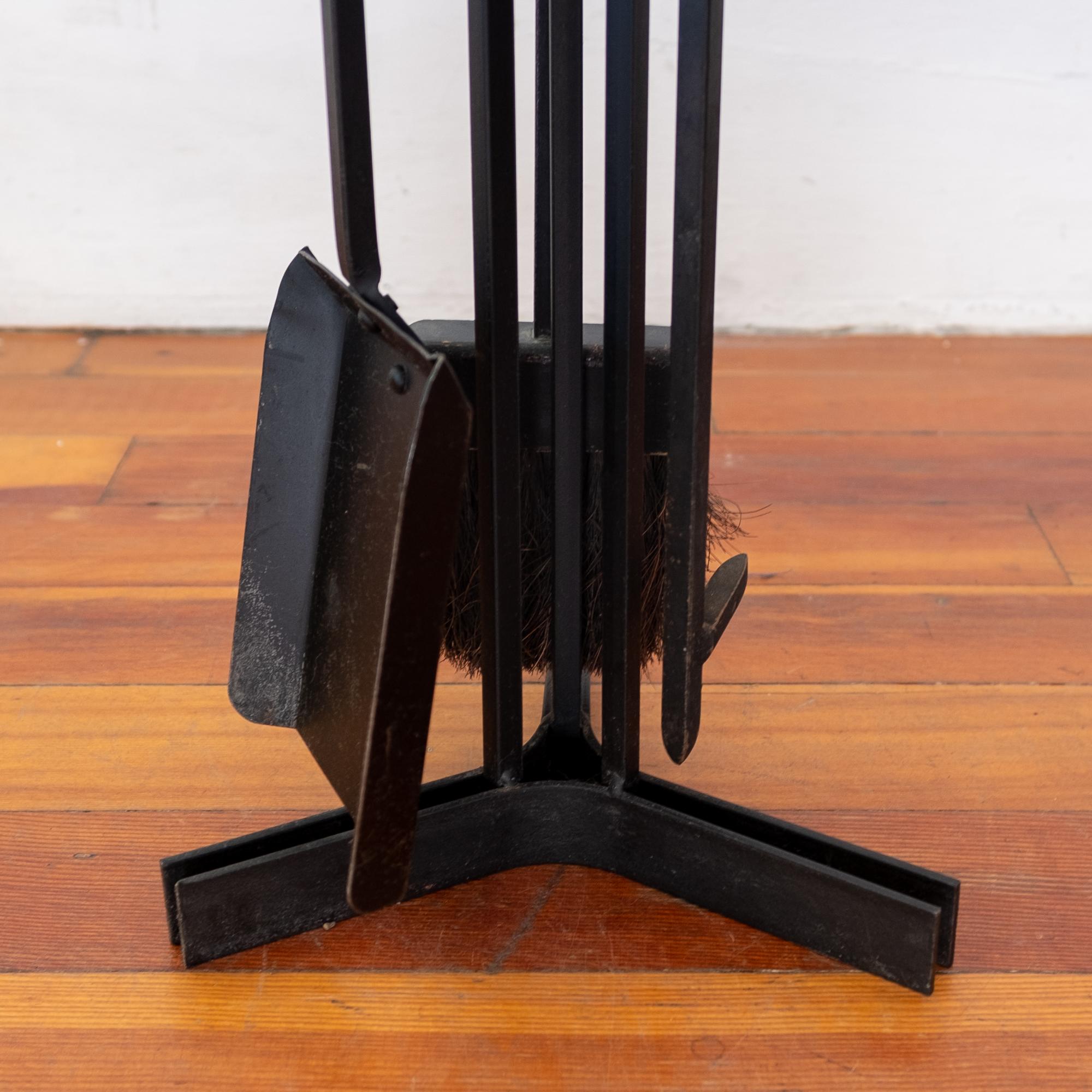 Mid-20th Century Modernist Iron Fire Tool Set, 1950s