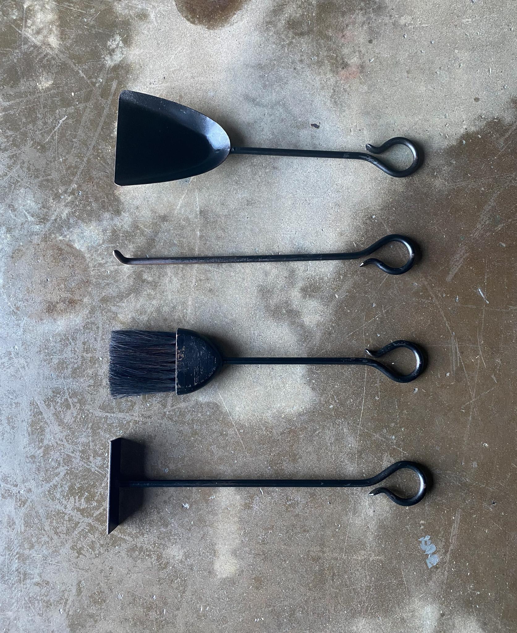 Modernist Iron Fire Tools, United States, 1960's  In Good Condition For Sale In Costa Mesa, CA