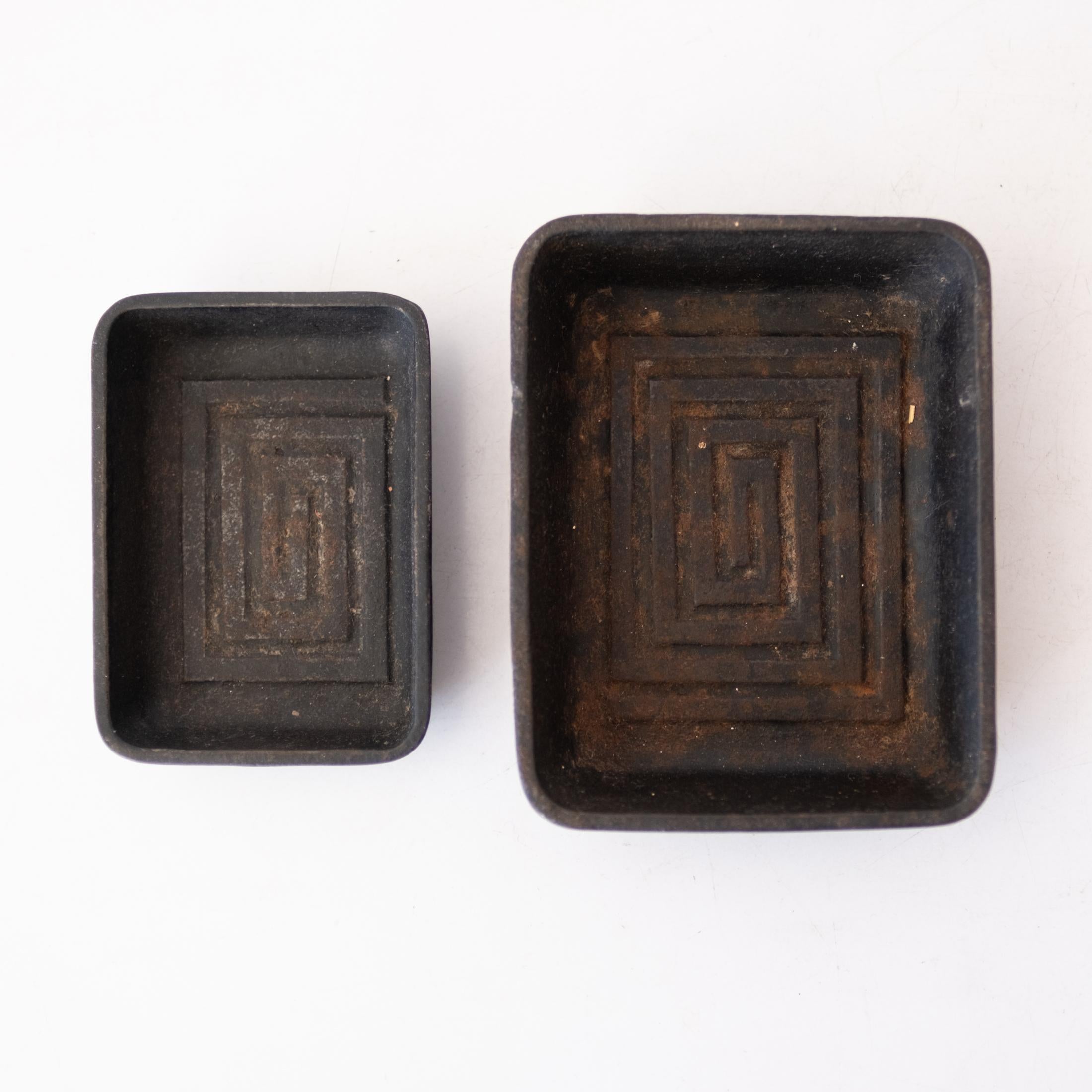 Mid-Century Modern Modernist Iron Nesting Incense Bowls or Ashtray For Sale
