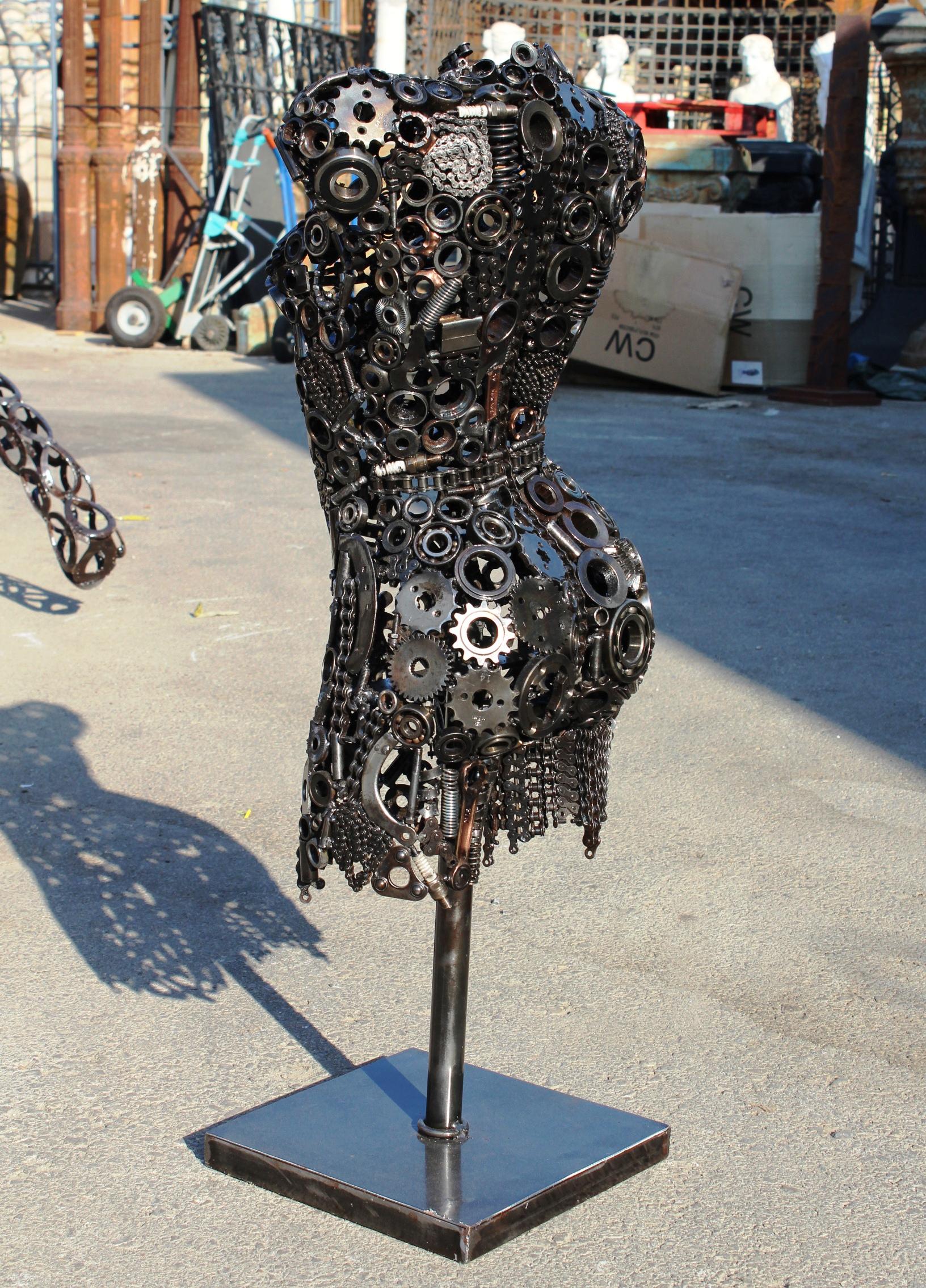 Modernist Iron Torso Sculpture Made Up of Mechanical Parts 1