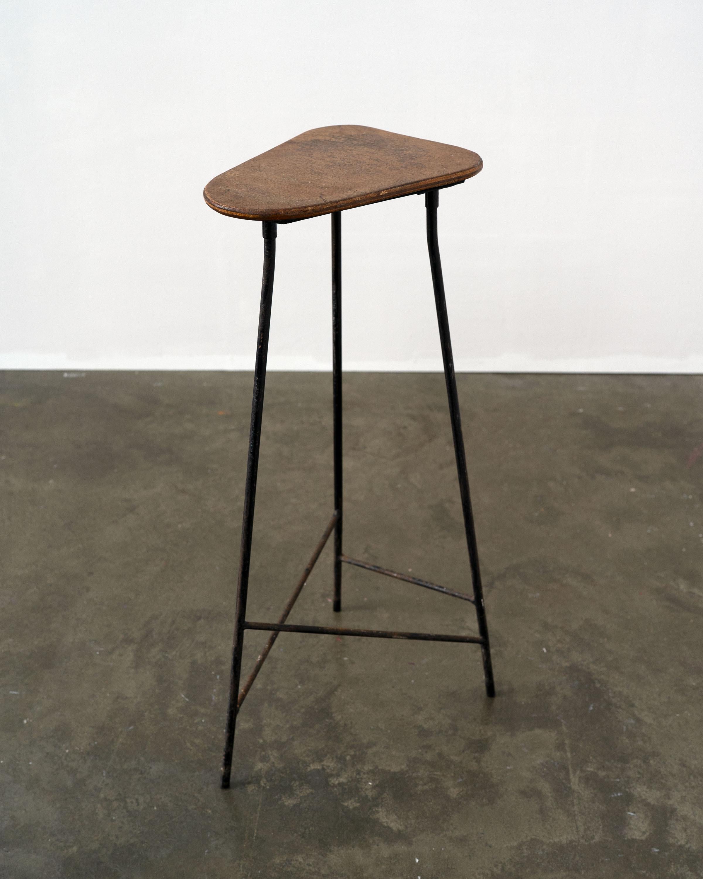 Mid-Century Modern Modernist Iron Tripod Pedestal / Stool For Sale