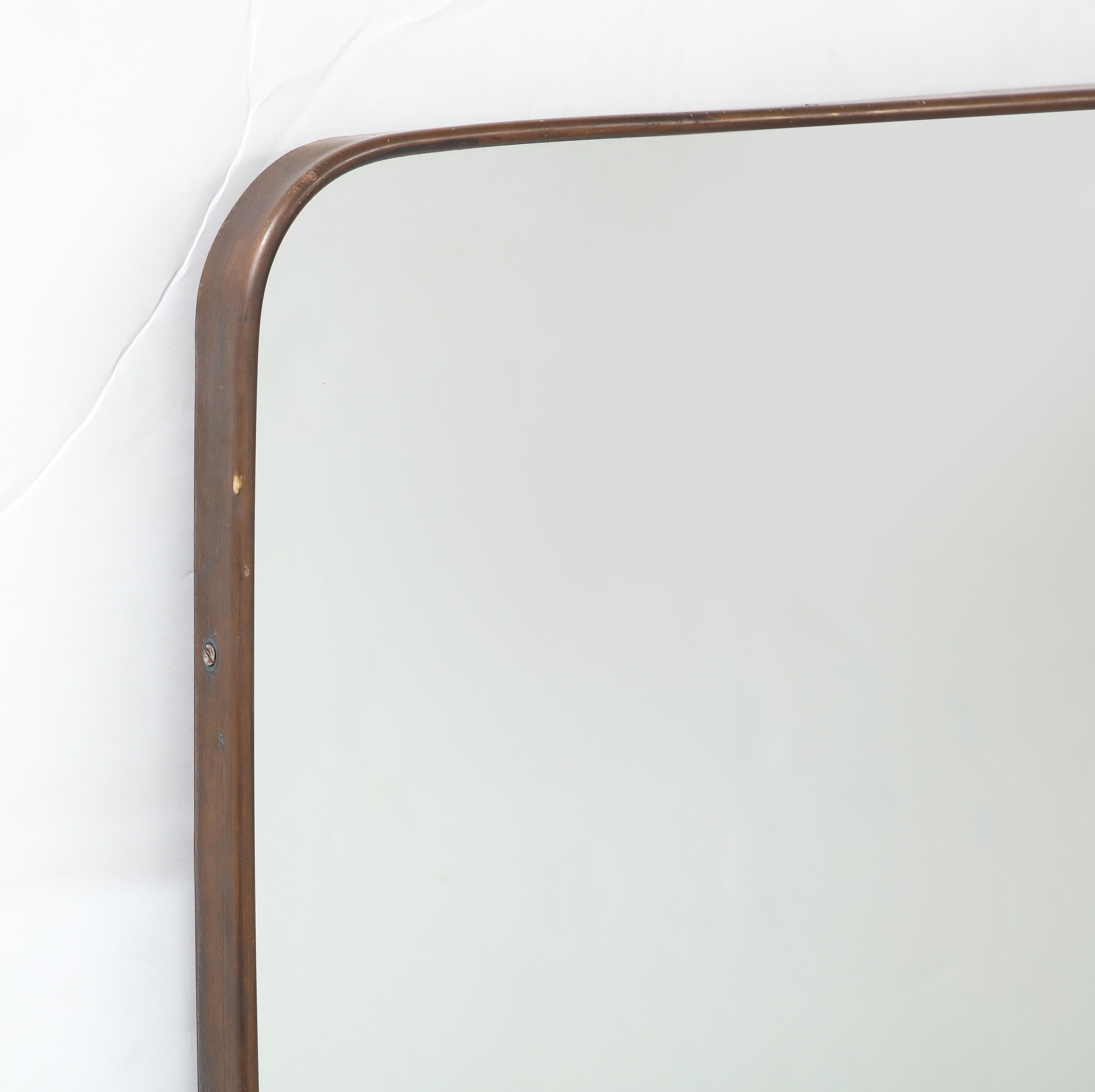 Mid-Century Modern Miroir italien moderniste en forme de laiton des années 1950 en vente