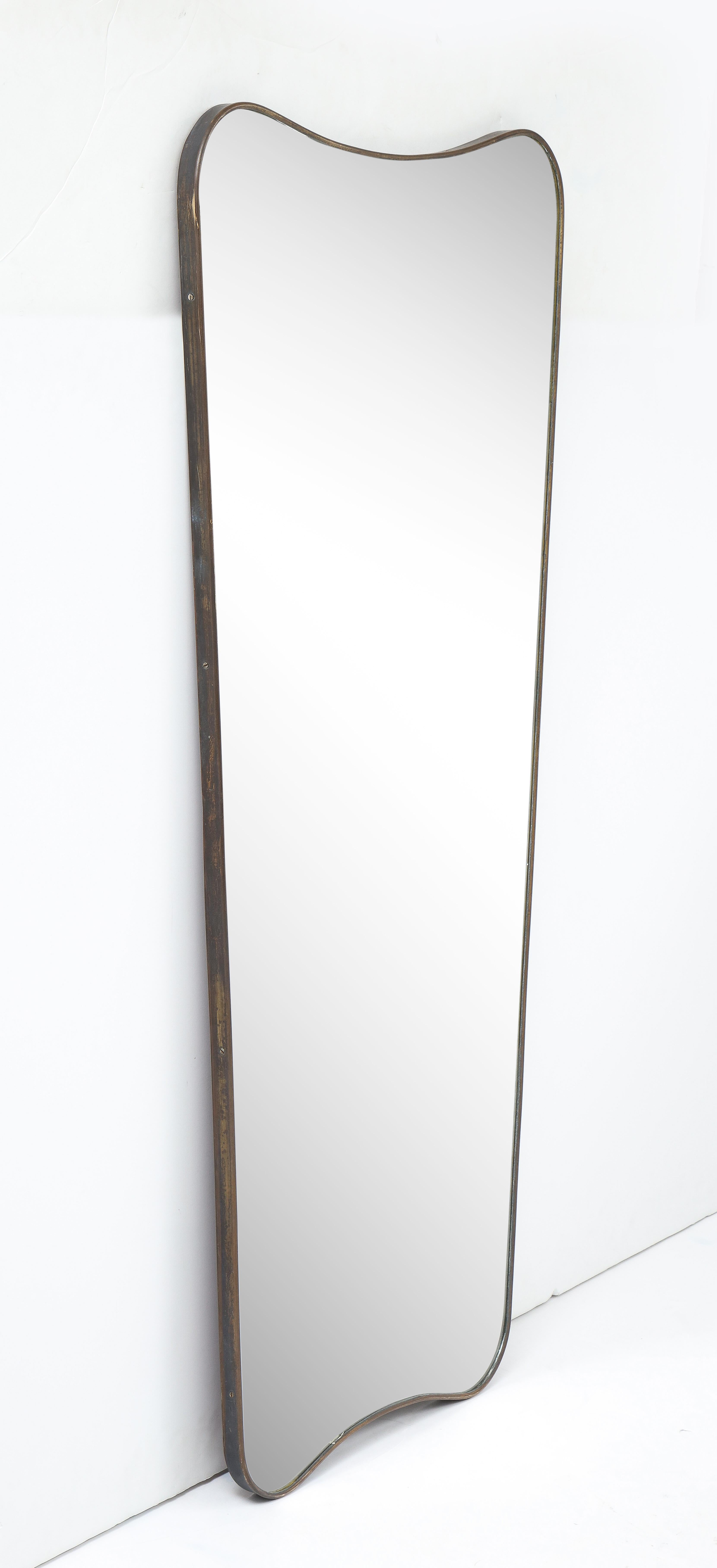 Mid-Century Modern Modernist Italian 1950's Brass Shaped Mirror For Sale