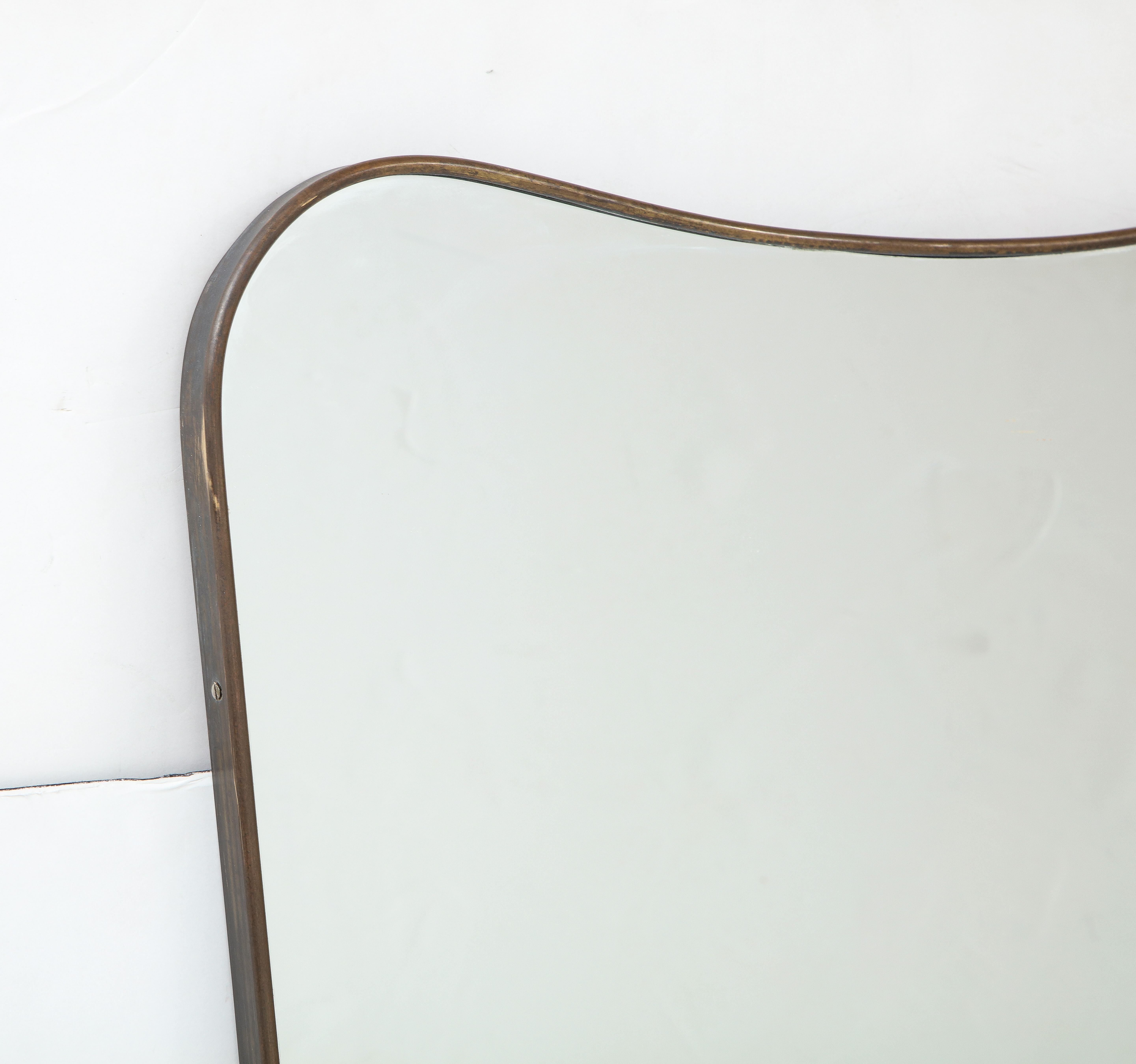 Modernist Italian 1950's Brass Shaped Mirror For Sale 1