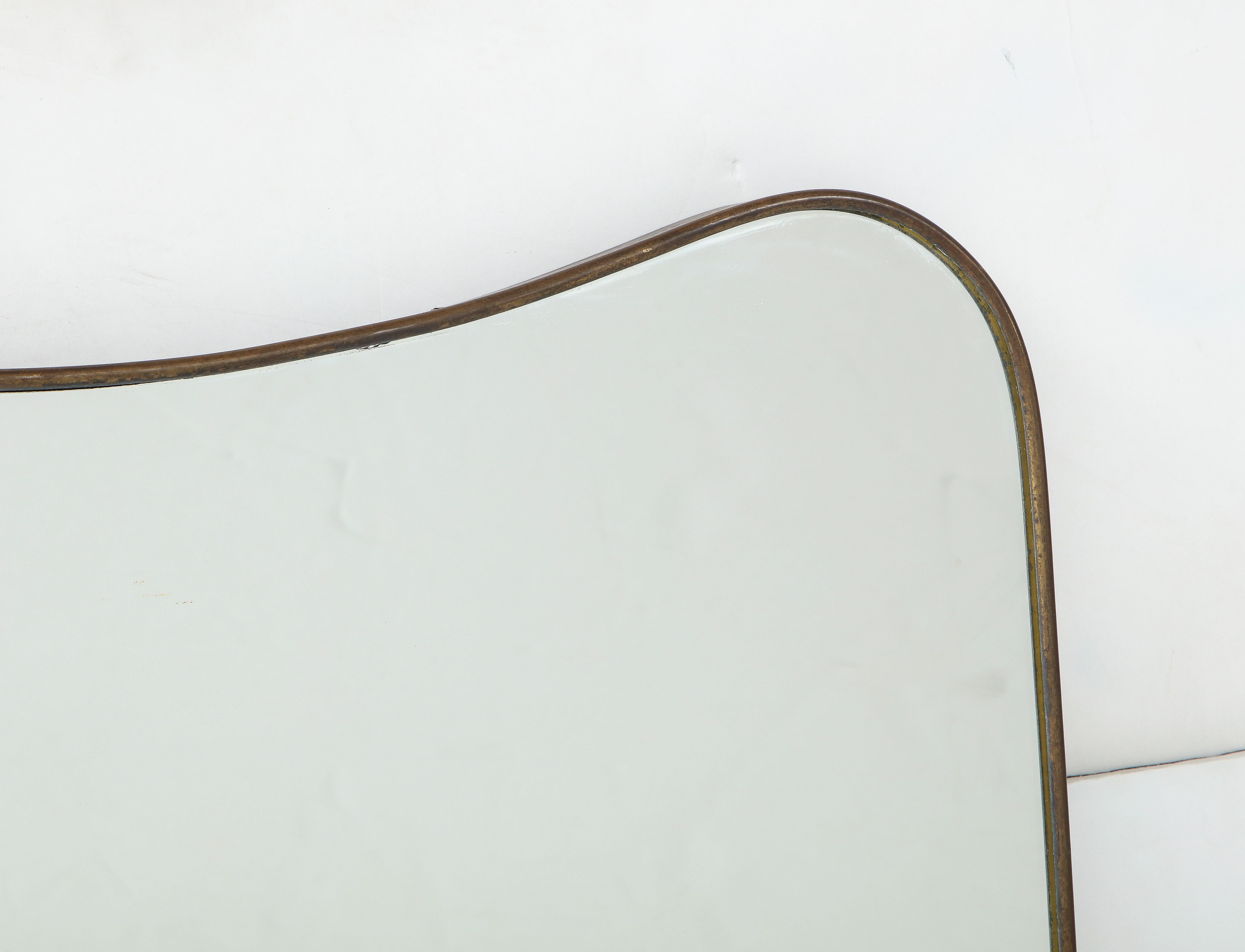 Modernist Italian 1950's Brass Shaped Mirror For Sale 2