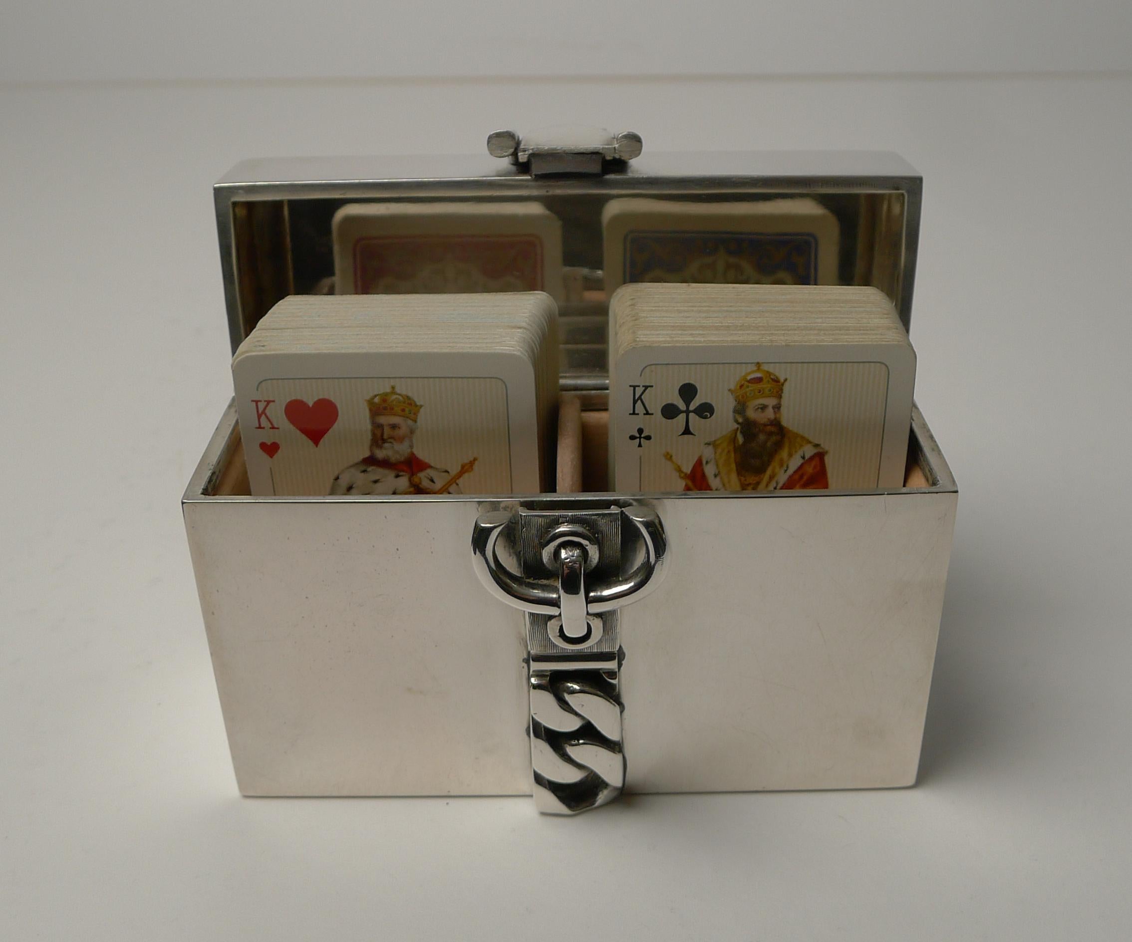 Modernist Italian 800 Silver Small Playing Card Box, C.1950/1960 For Sale 1