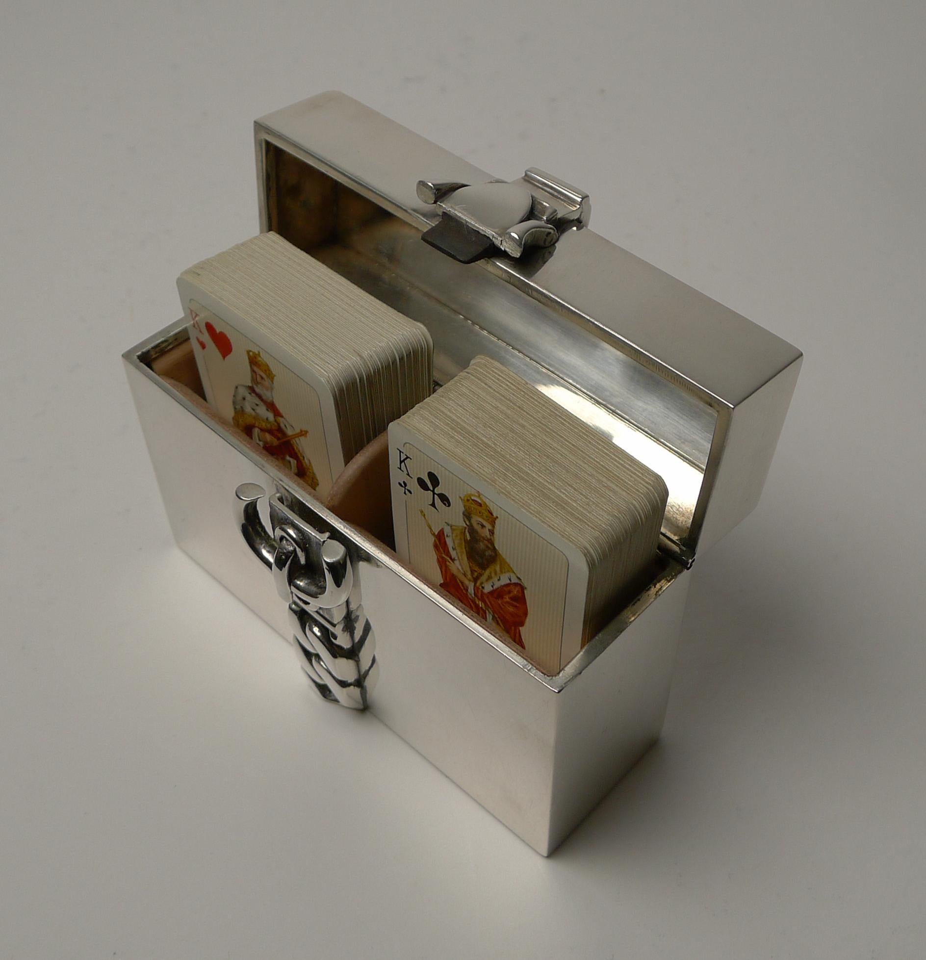 Modernist Italian 800 Silver Small Playing Card Box, C.1950/1960 For Sale 2