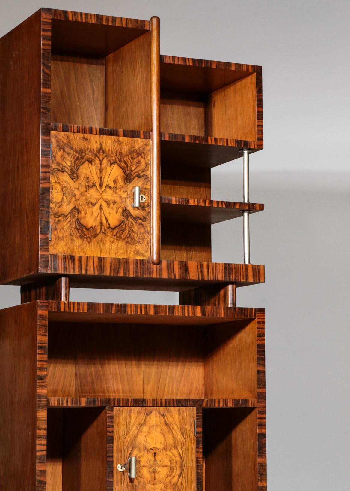Modernist Italian Bar Cabinet Gio Ponti Style Bookcases 9