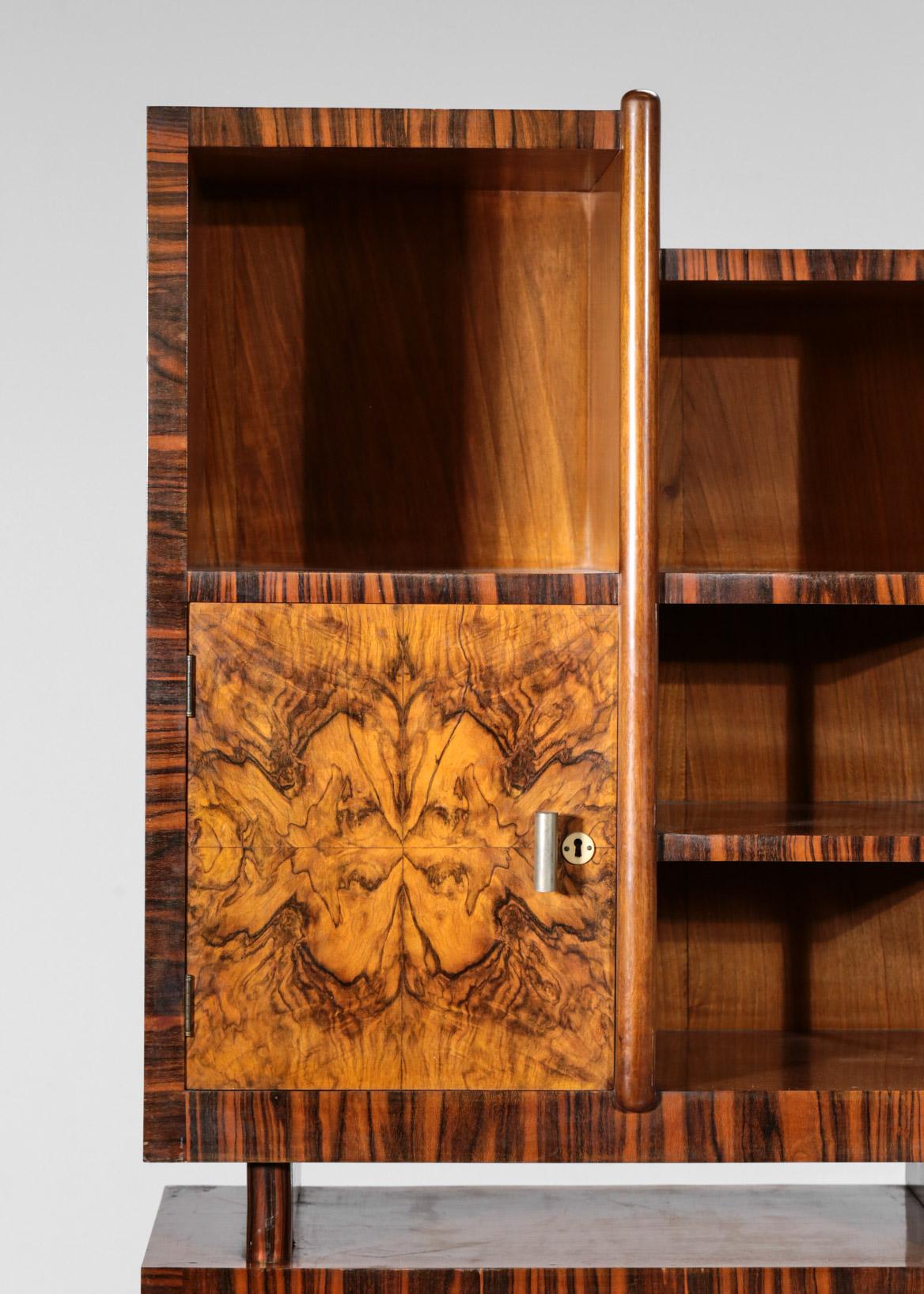 Wood Modernist Italian Bar Cabinet Gio Ponti Style Bookcases