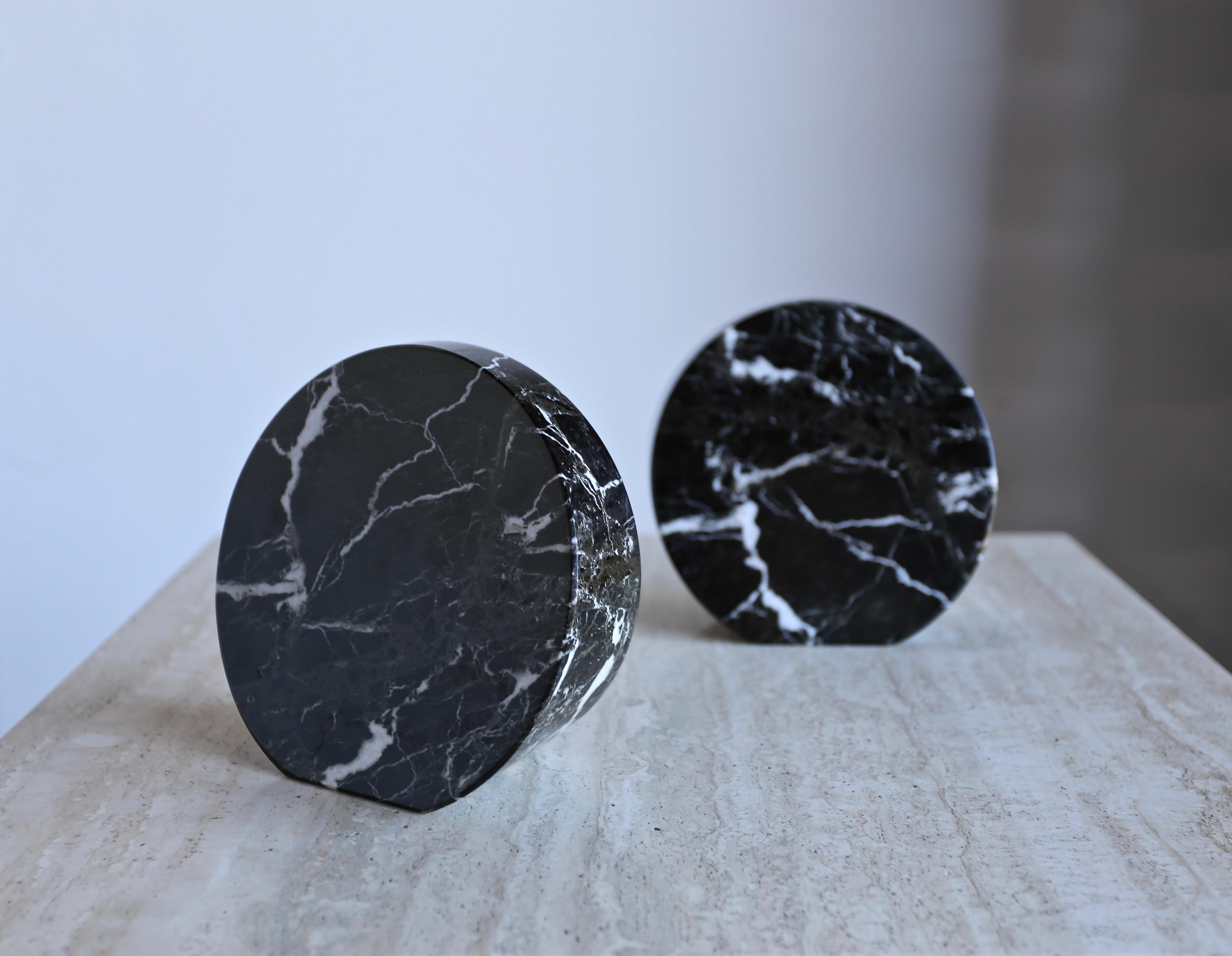 Mid-Century Modern Modernist Italian Black Marble Bookends