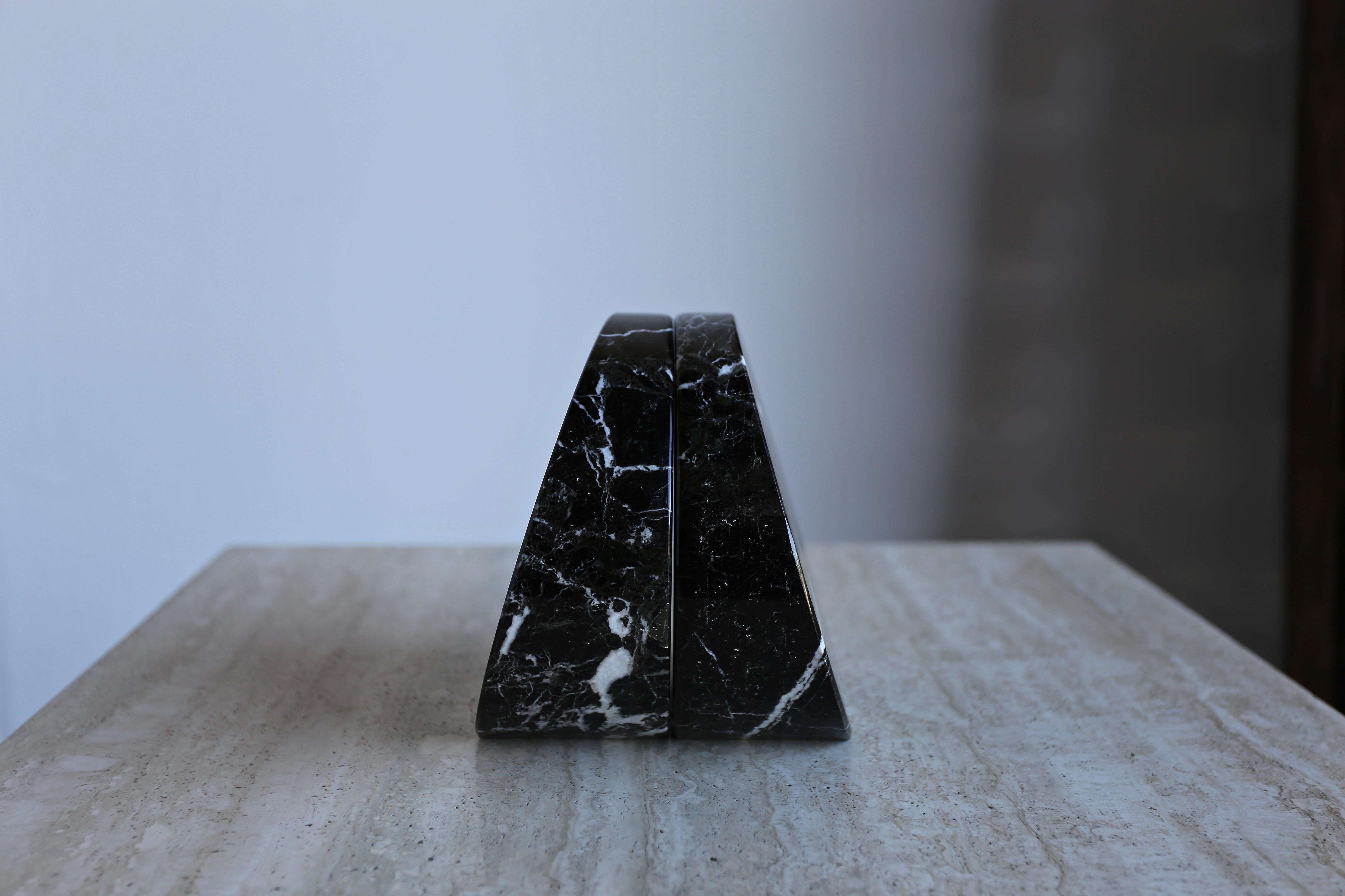 20th Century Modernist Italian Black Marble Bookends