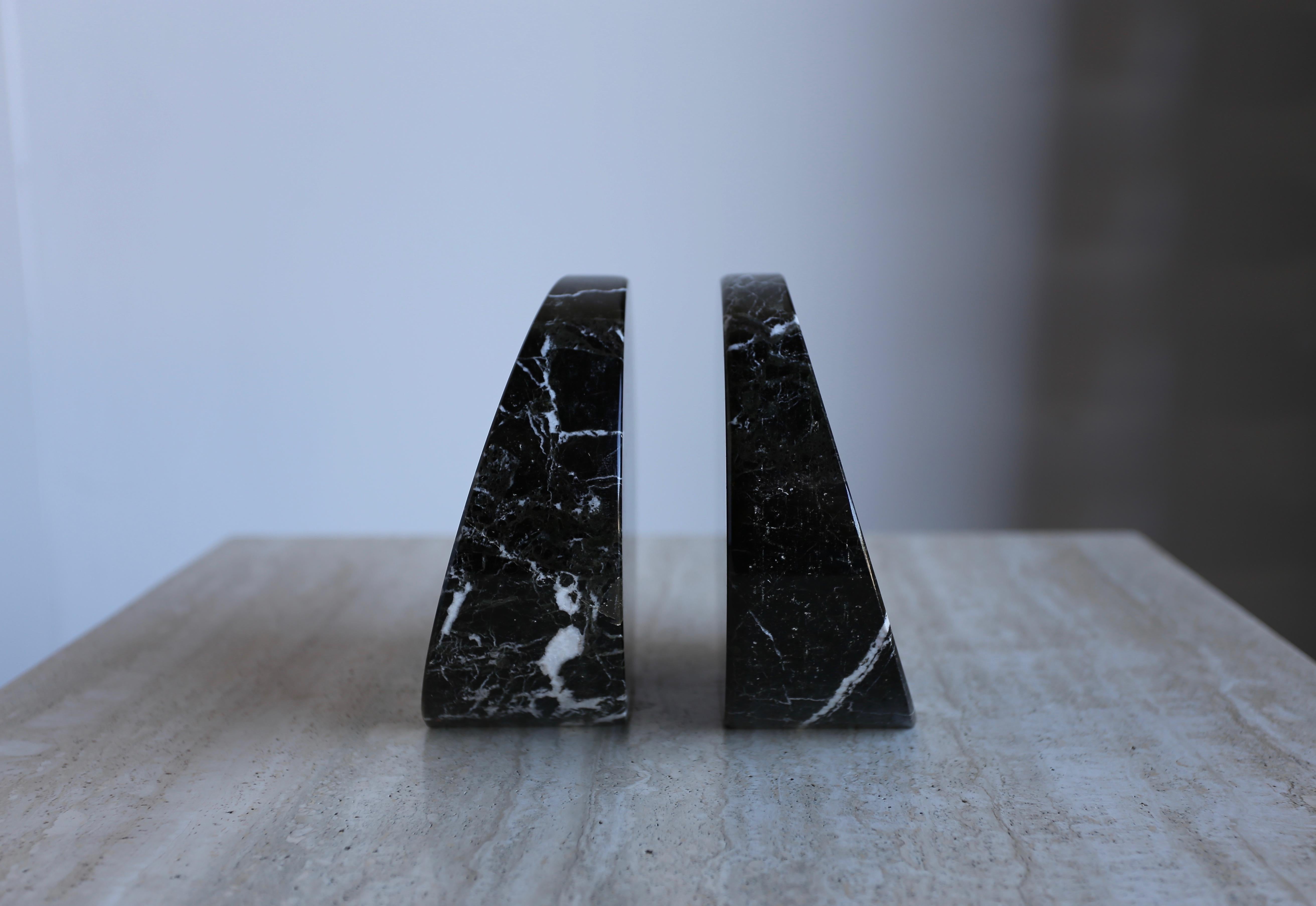 Modernist Italian Black Marble Bookends 1