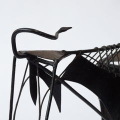Modernist Italian Black Metal Bull Sculpture, Italy 1950s