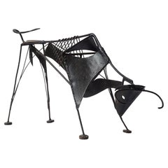 Modernist Italian Black Metal Bull Sculpture, Italy 1950s