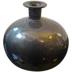 Modernist Italian Black & White Murano Glass Single-Flower Vase, Ghisetti, 1970
