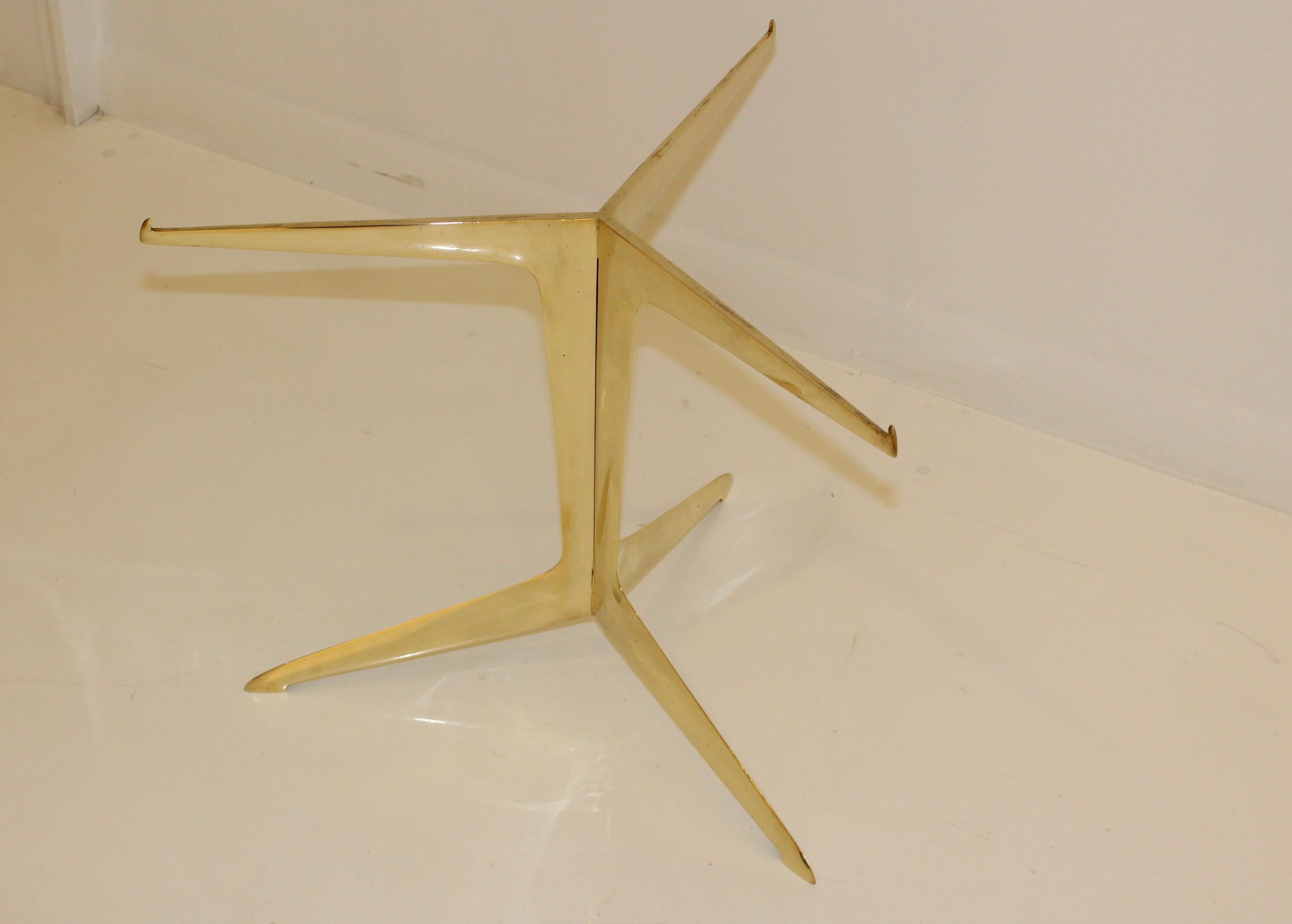 Modernist Italian Brass and Marble Side Table In Excellent Condition For Sale In New York, NY